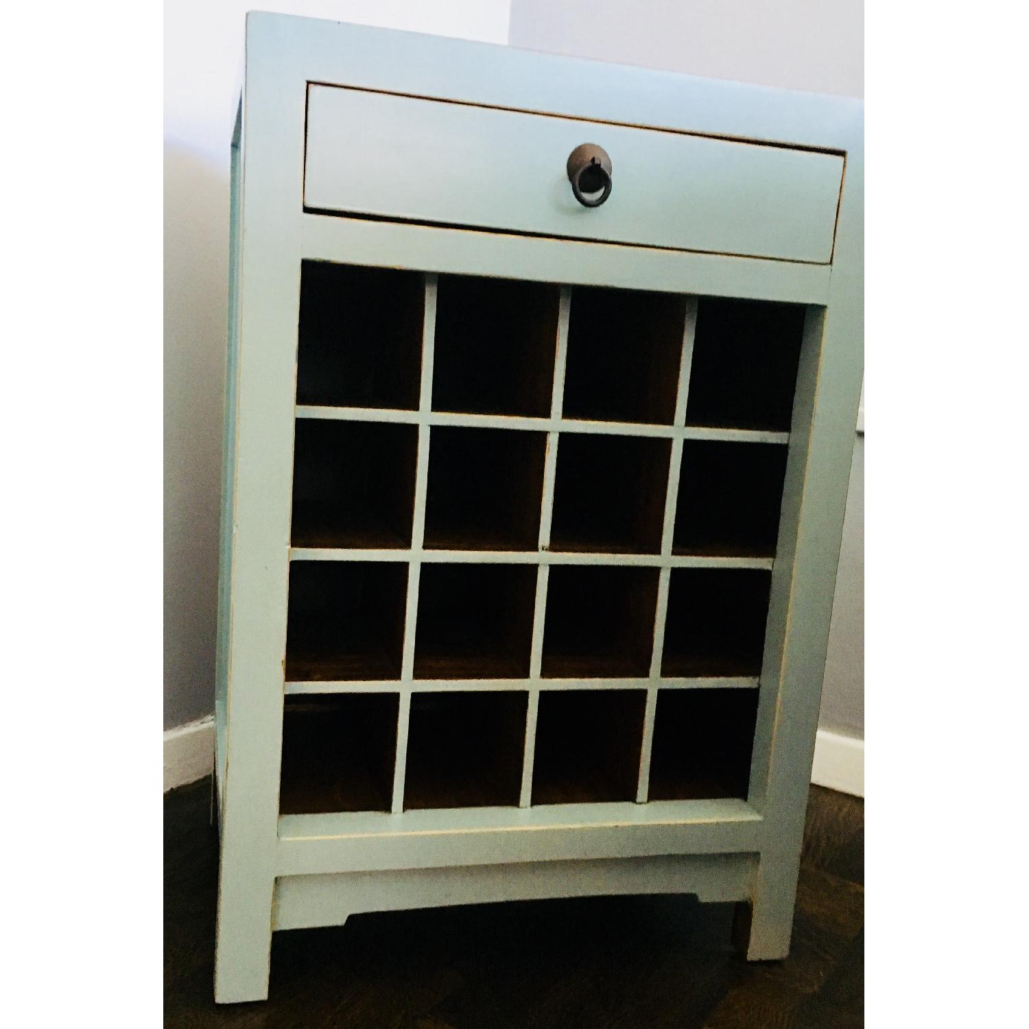 Wood Side Table w/ Wine Rack - image-1