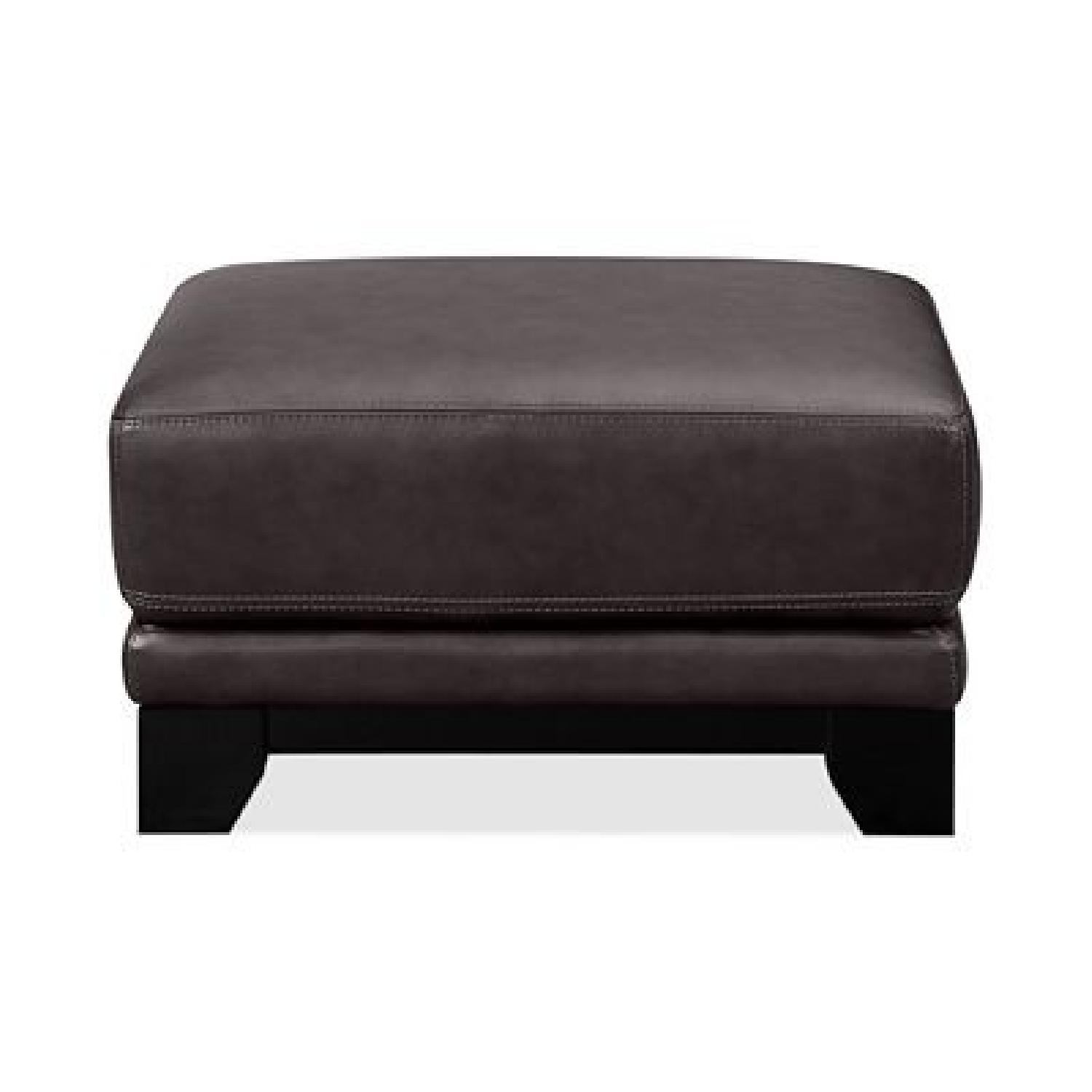 Macy's Chocolate Brown Leather Couch & Ottoman - image-4