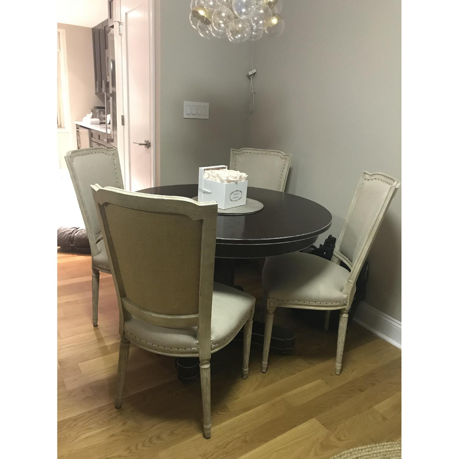 Custom Round Dining Table w/ 4 Upholstered Chairs - image-2