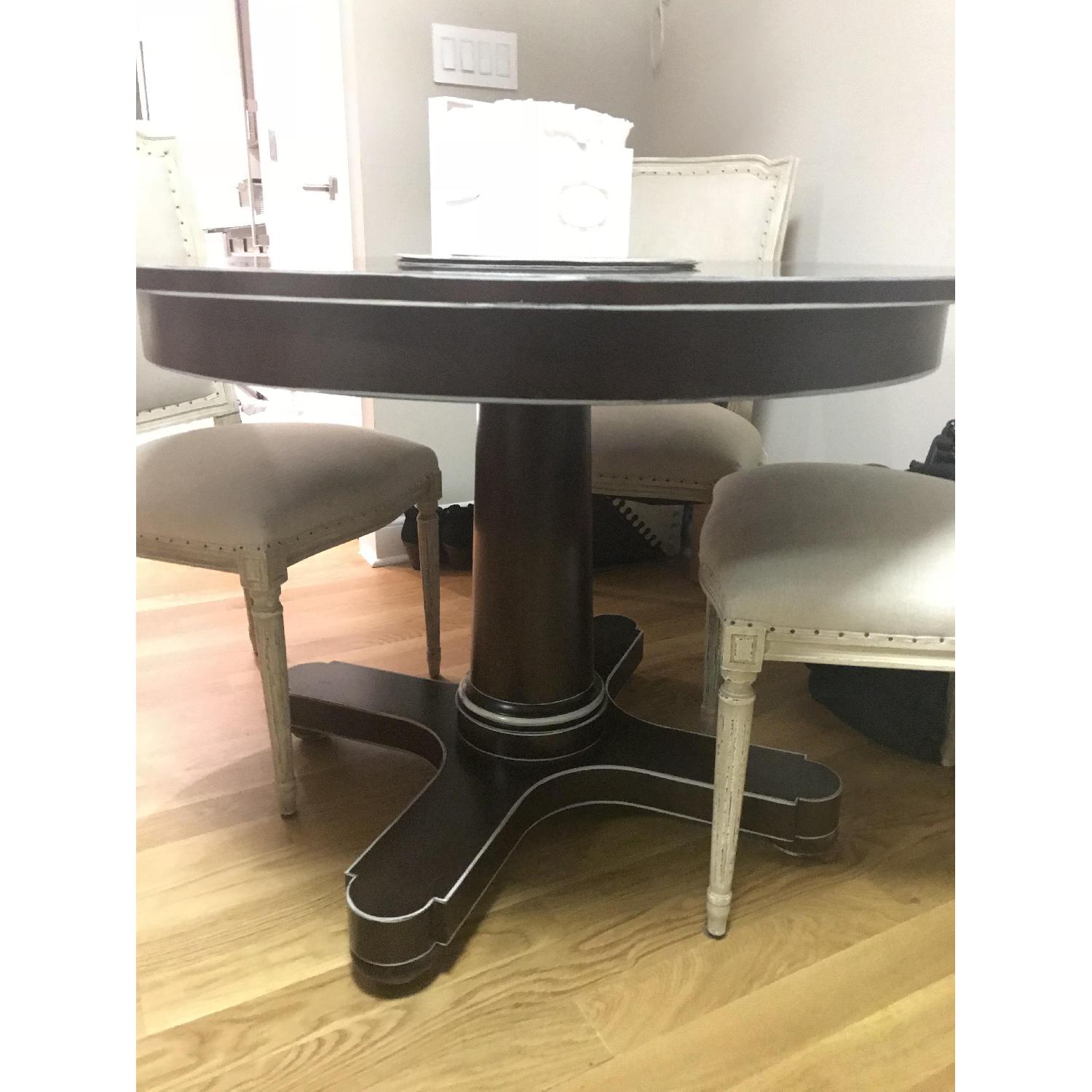 Custom Round Dining Table w/ 4 Upholstered Chairs - image-3