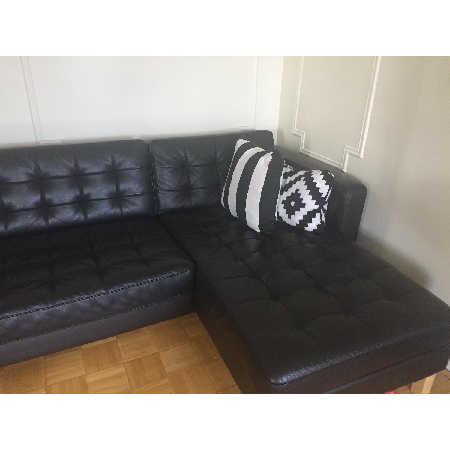 Ikea Karlstad Black Leather LShaped Sectional Sofa AptDeco