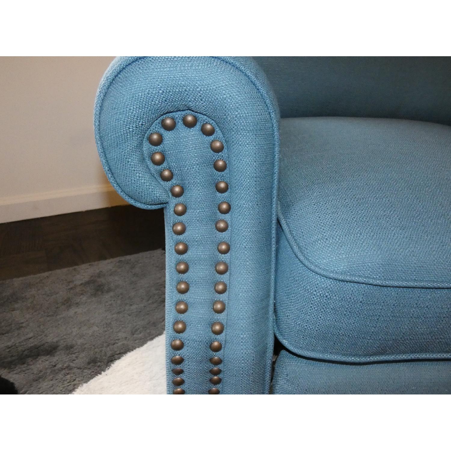 Teal Blue Fabric Recliner Chair - image-3