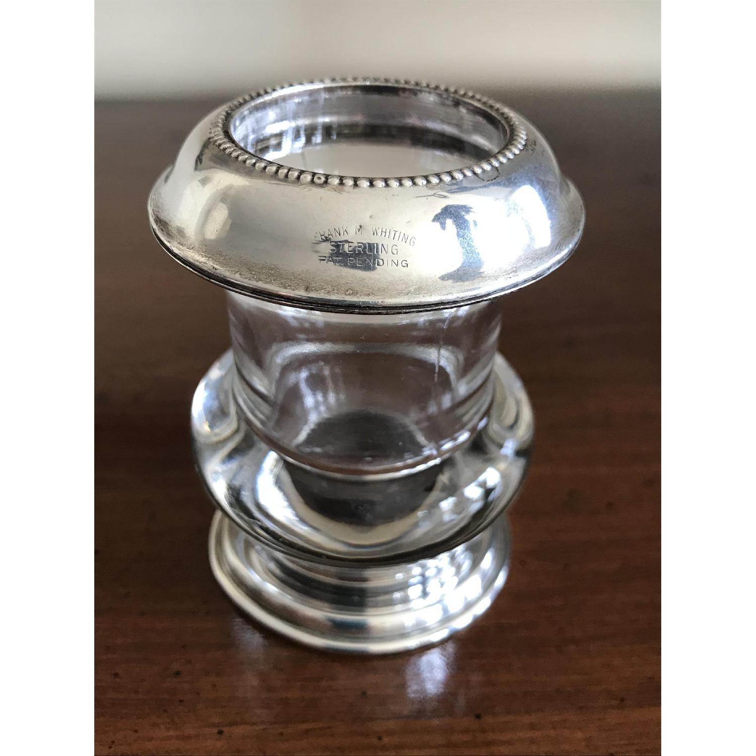 Vintage Frank Whiting Glass/Sterling Silver Toothpick Holder - image-1