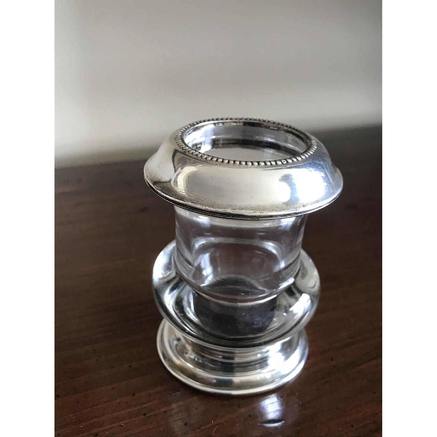 Vintage Frank Whiting Glass/Sterling Silver Toothpick Holder - image-3