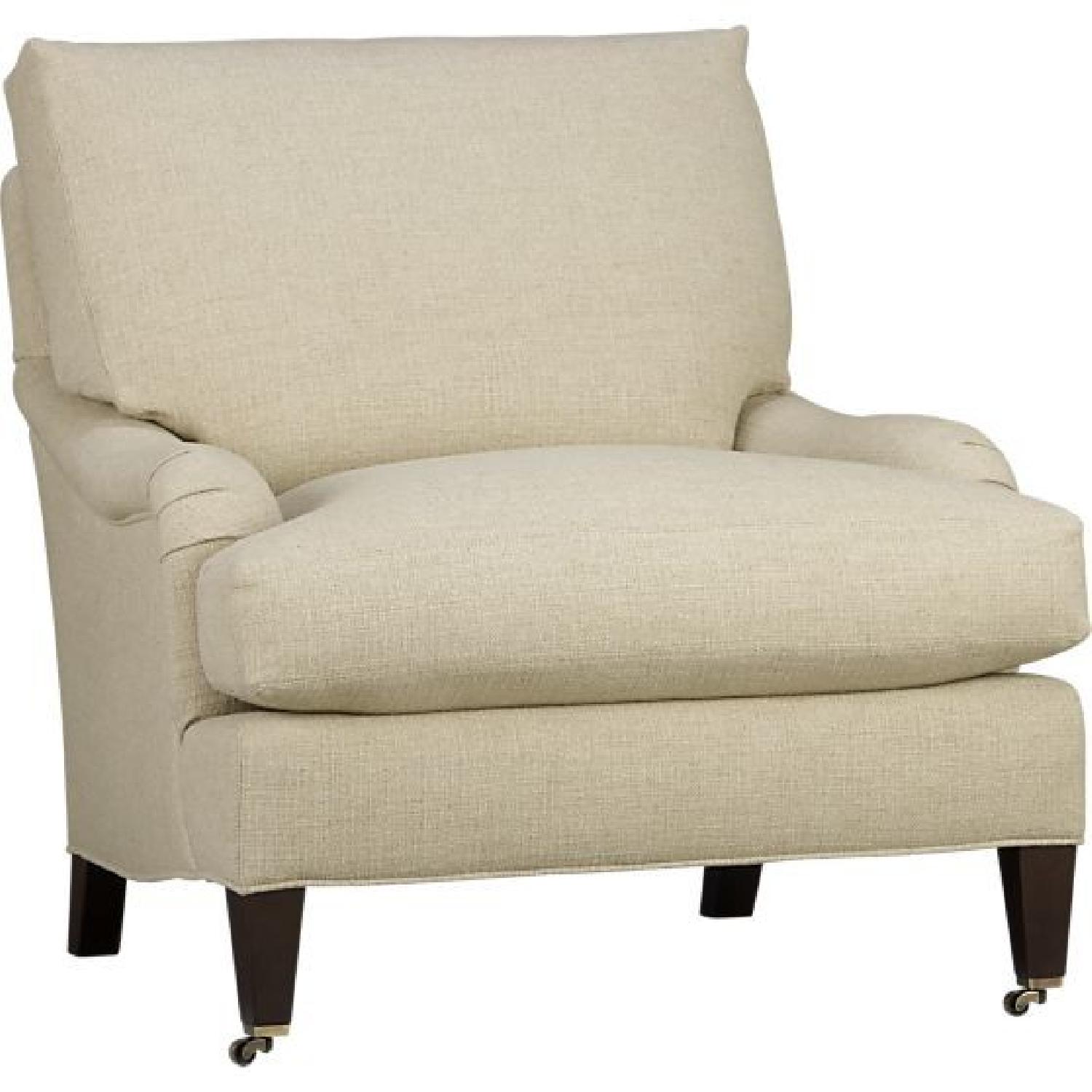 Crate & Barrel Oversized Essex Armchair w/ Casters AptDeco