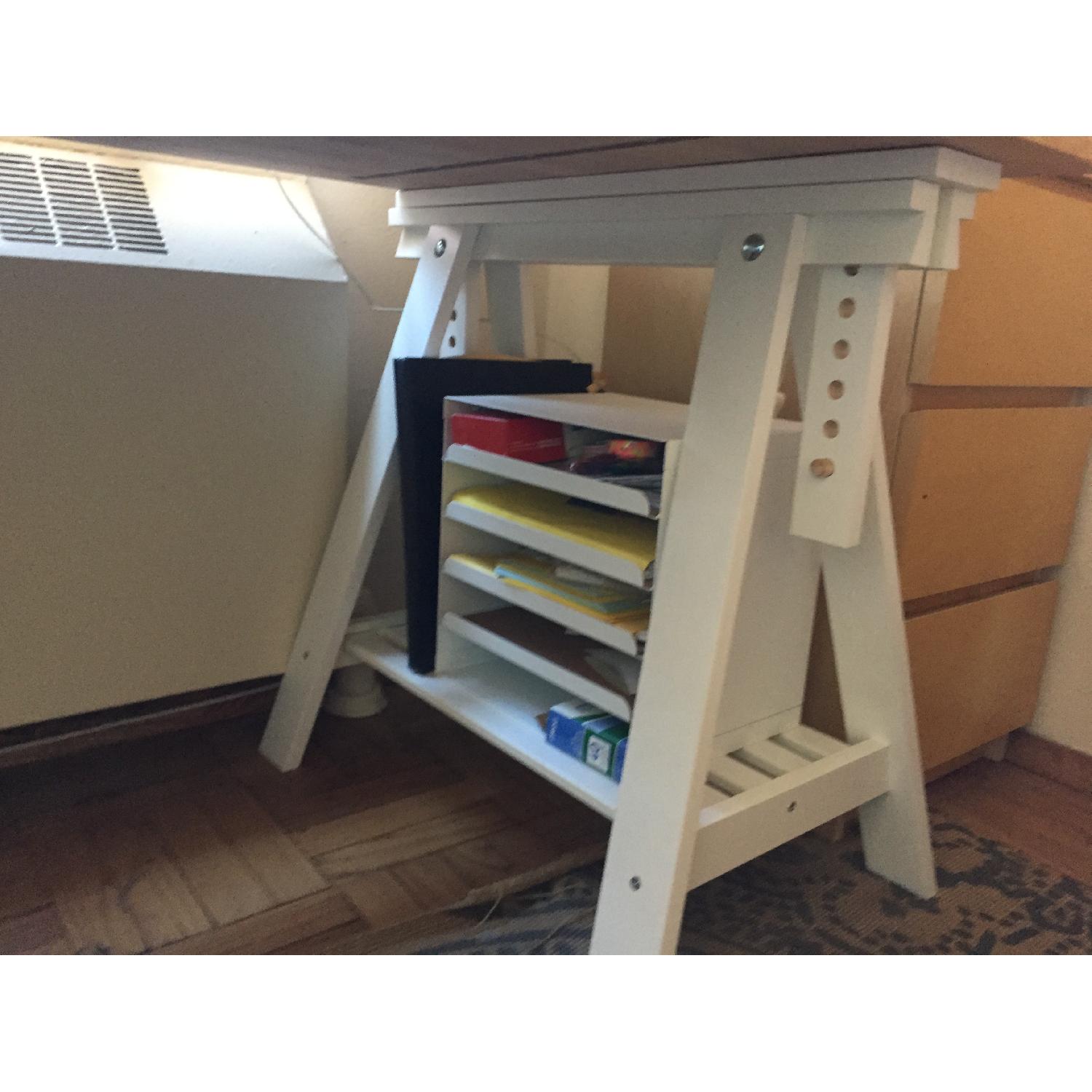 Ikea Oak Table Top w/ Trestle Shelf Legs - image-2