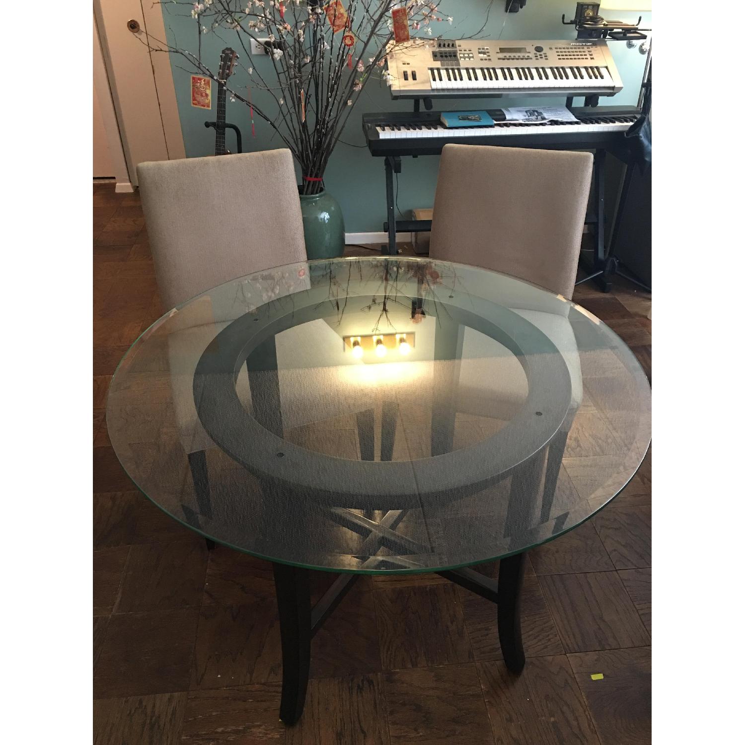 Crate & Barrel Round Glass Dining Room Table - image-2