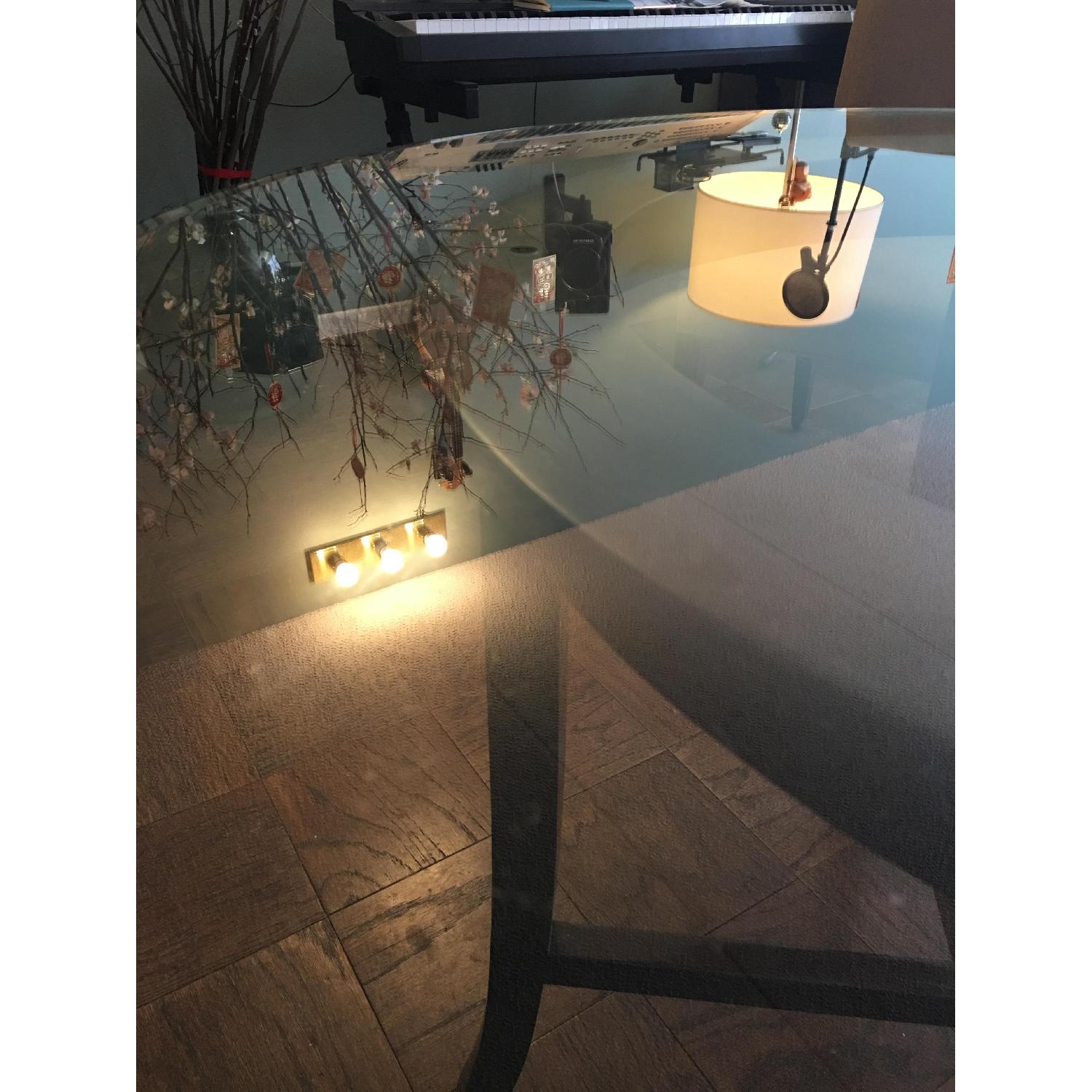 Crate & Barrel Round Glass Dining Room Table - image-3