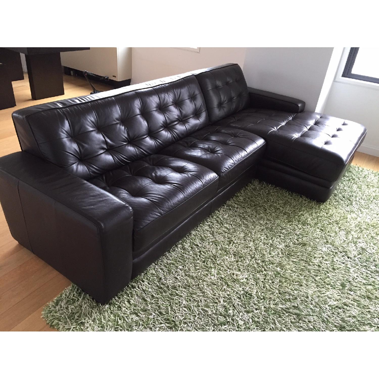 Macy's Leather Sectional Sofa - image-1