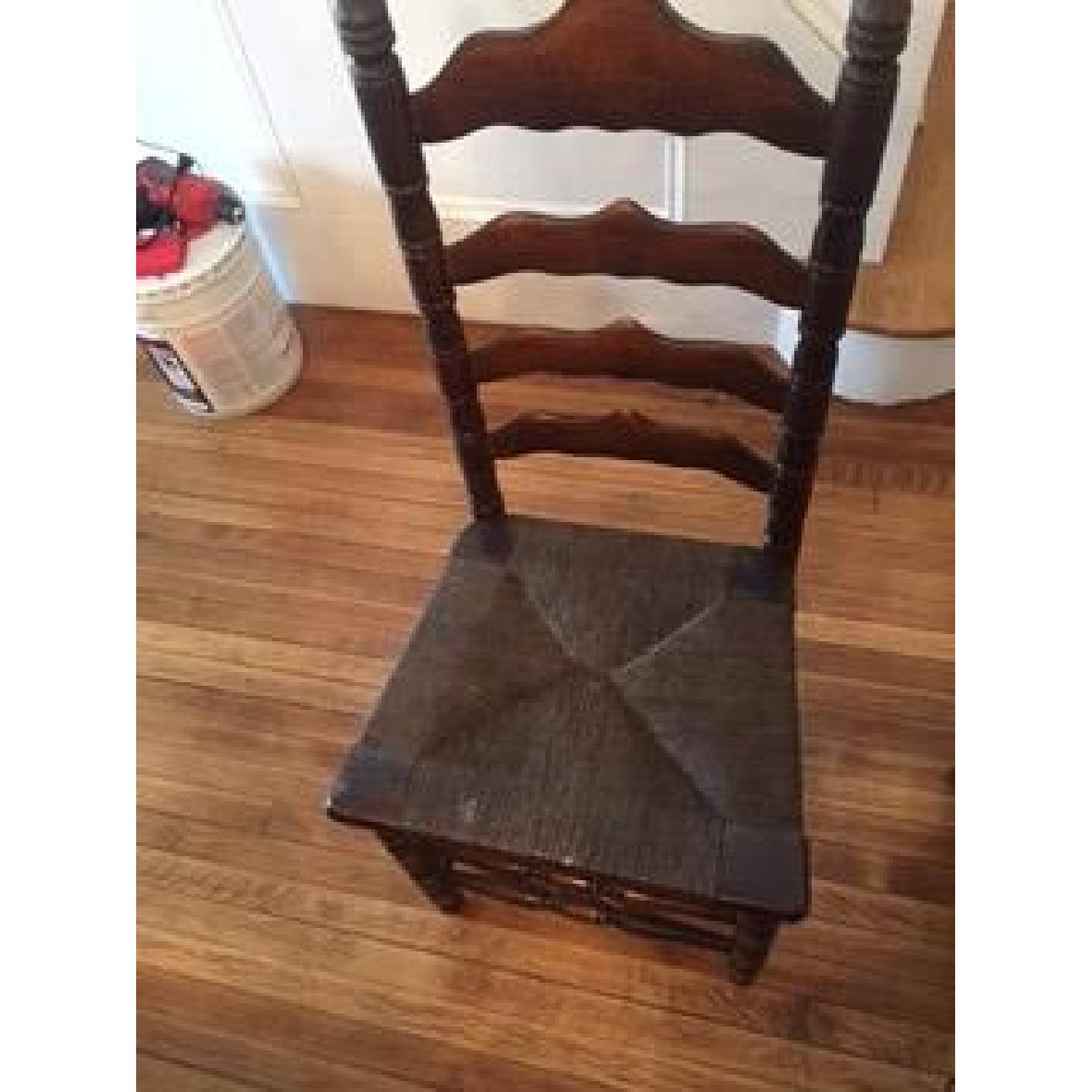 Antique Wood Trestle Expandable Dining Table w/ 8 Chairs - image-2