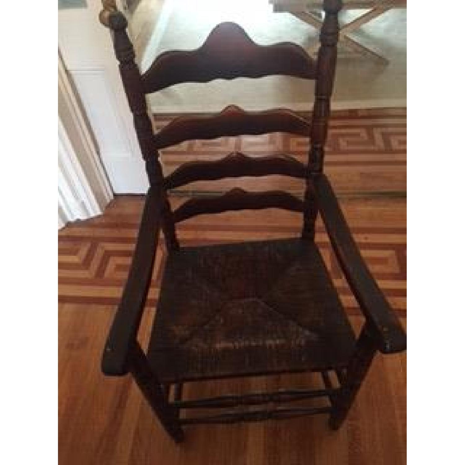 Antique Wood Trestle Expandable Dining Table w/ 8 Chairs - image-3