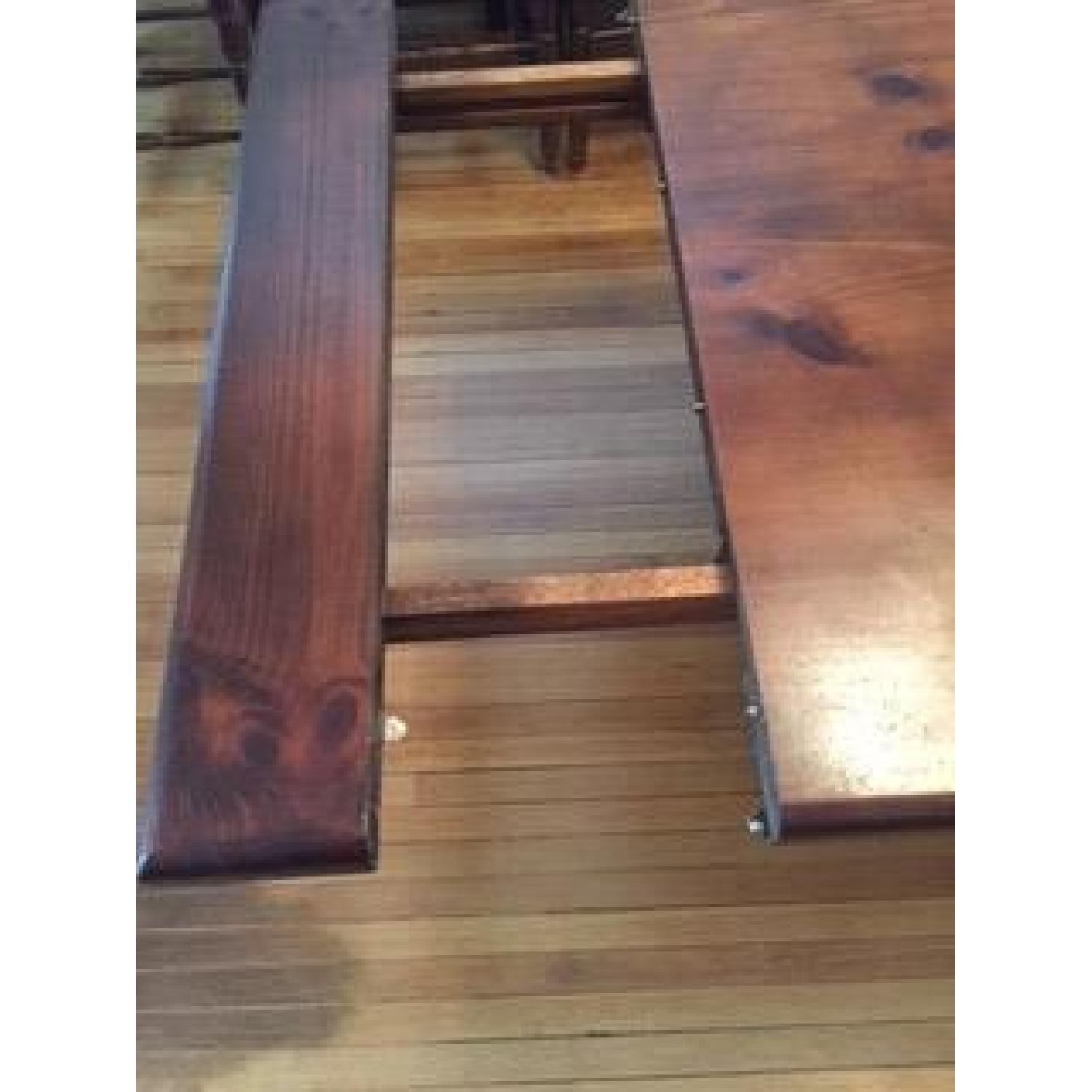 Antique Wood Trestle Expandable Dining Table w/ 8 Chairs - image-4