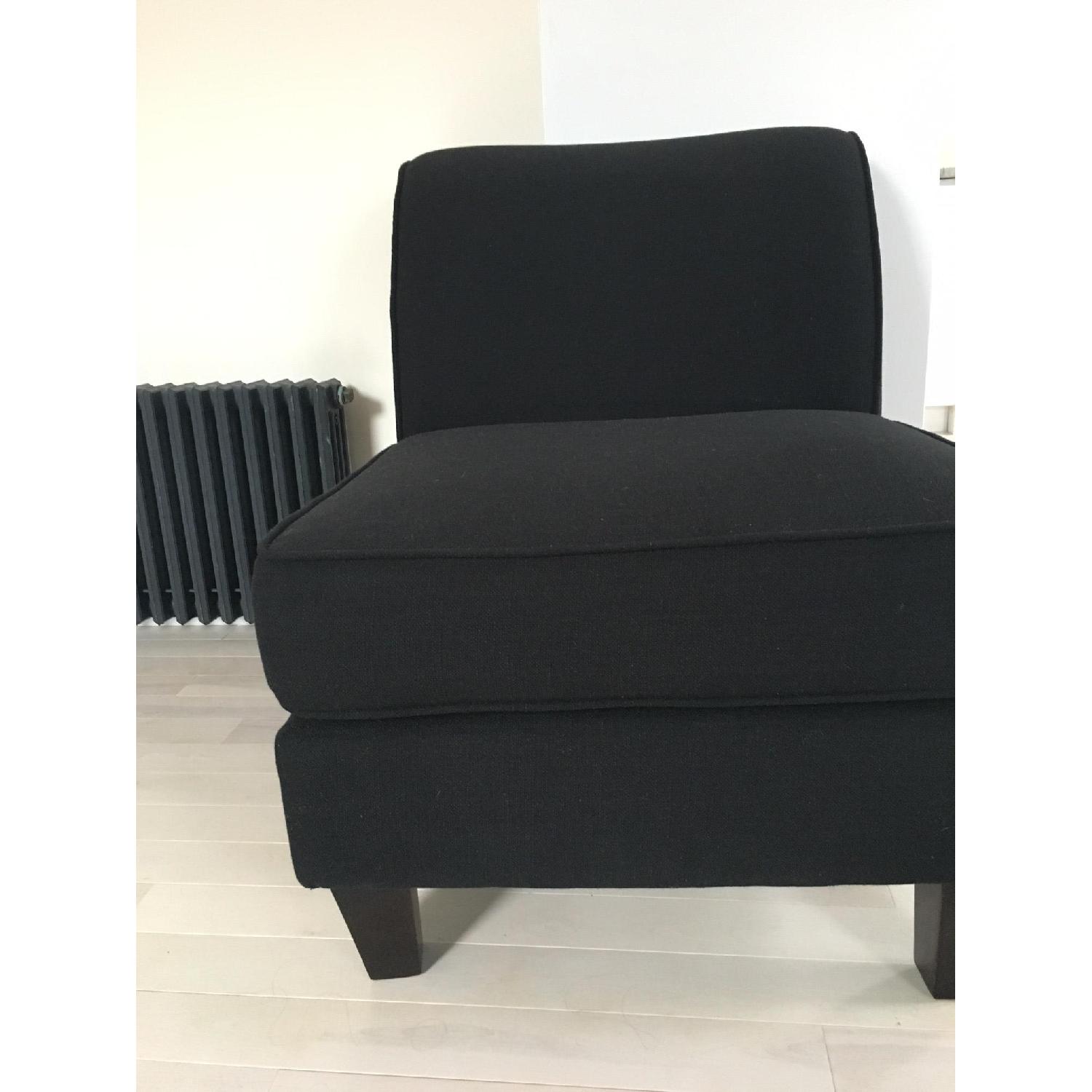 Black Linen Slipper Chair w/ Signature Pillow - image-1