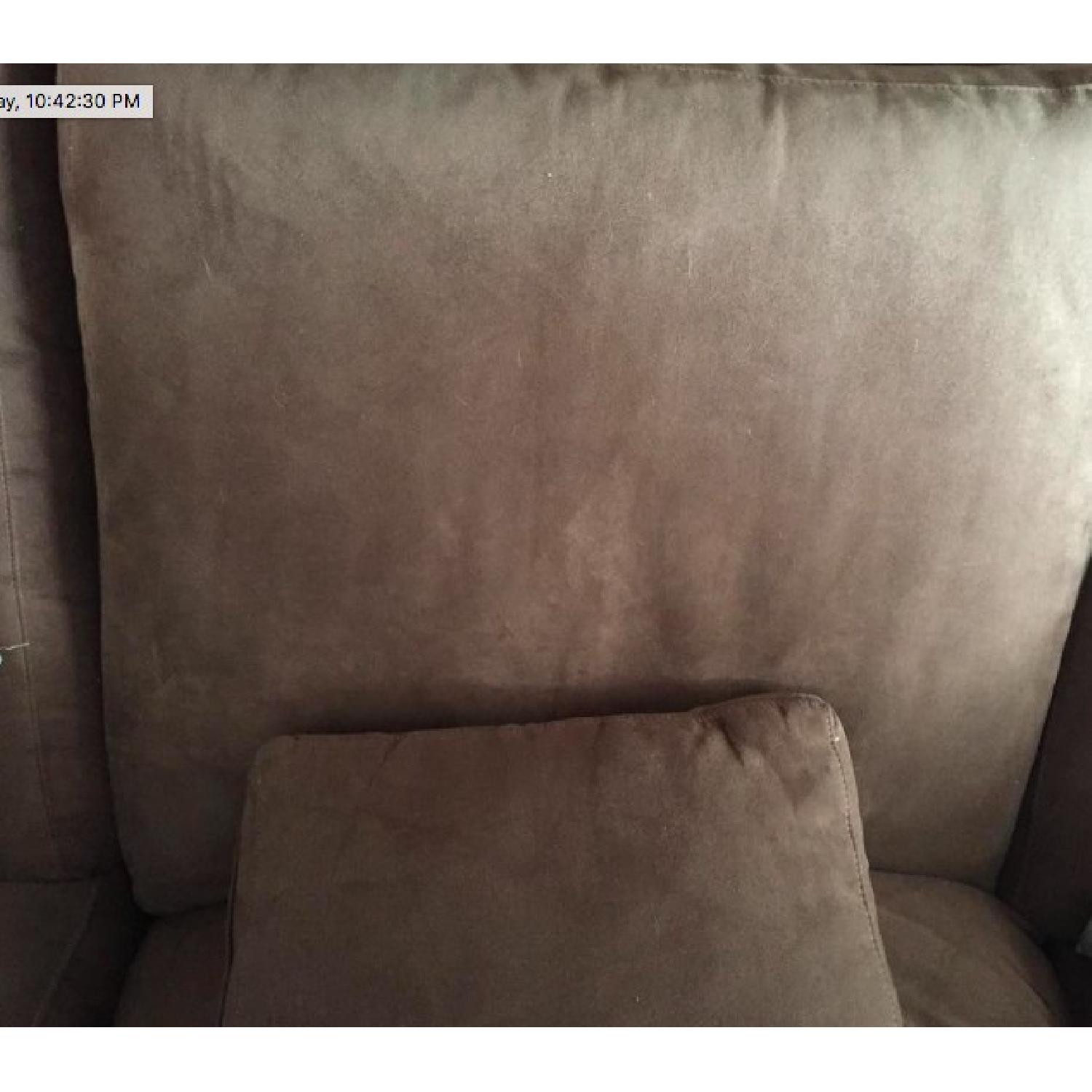 Crate & Barrel Brown Velvet Sectional Sofa - image-2