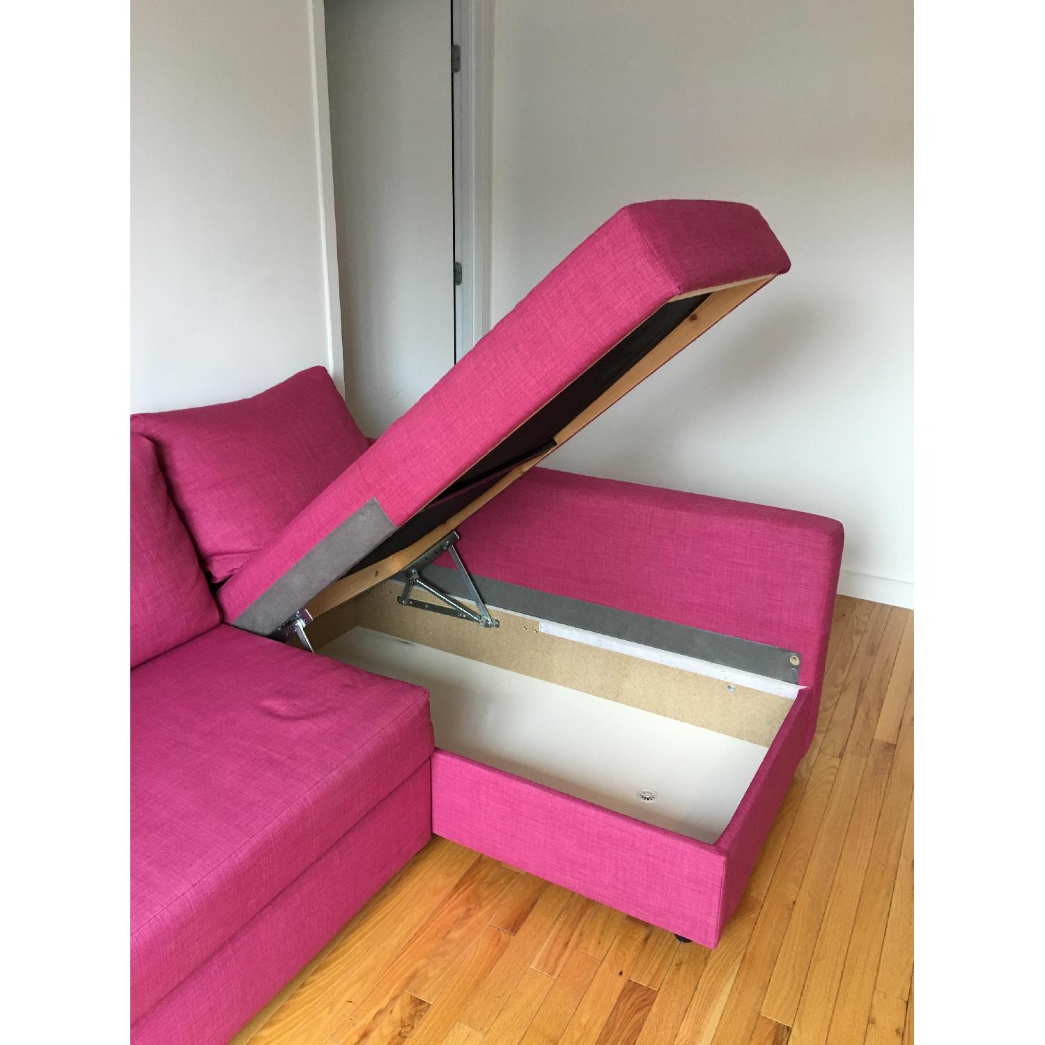 Ikea Friheten Pink L-Shaped Sofa w/ Pullout Bed & Storage - image-7