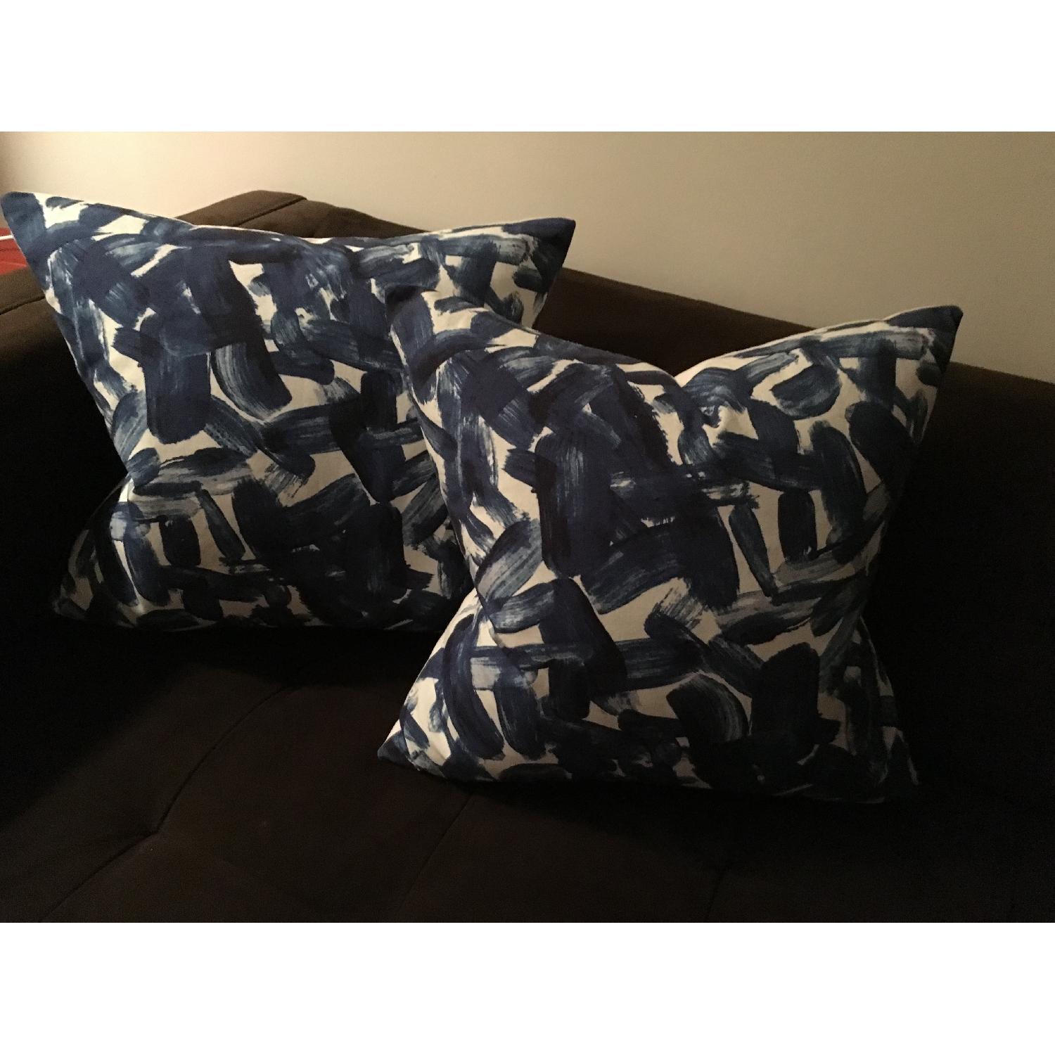 Dwell Studios Brushstroke Indigo Pillows - Pair - image-1
