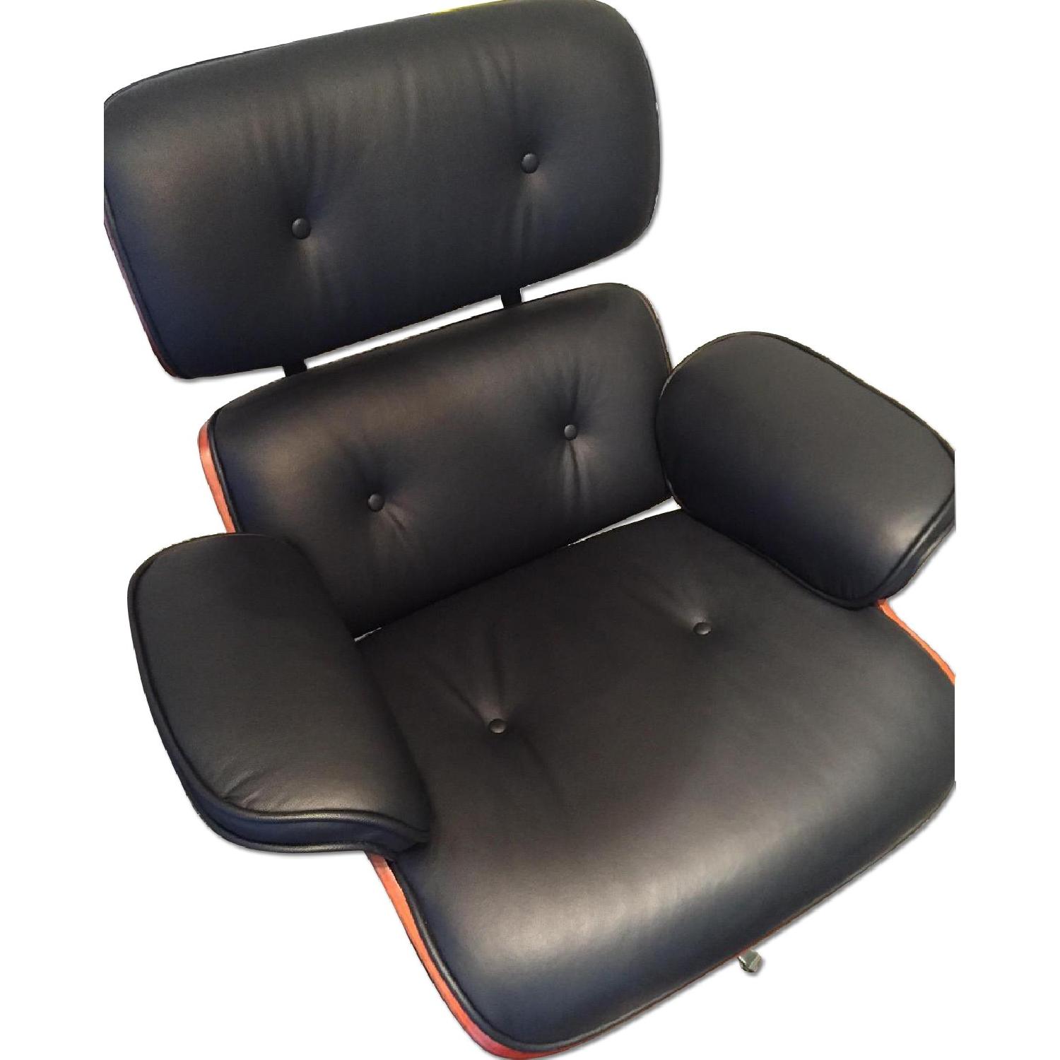 The Smart Sofa Black Leather Lounge Chair w/ Ottoman - 5 Available - image-0