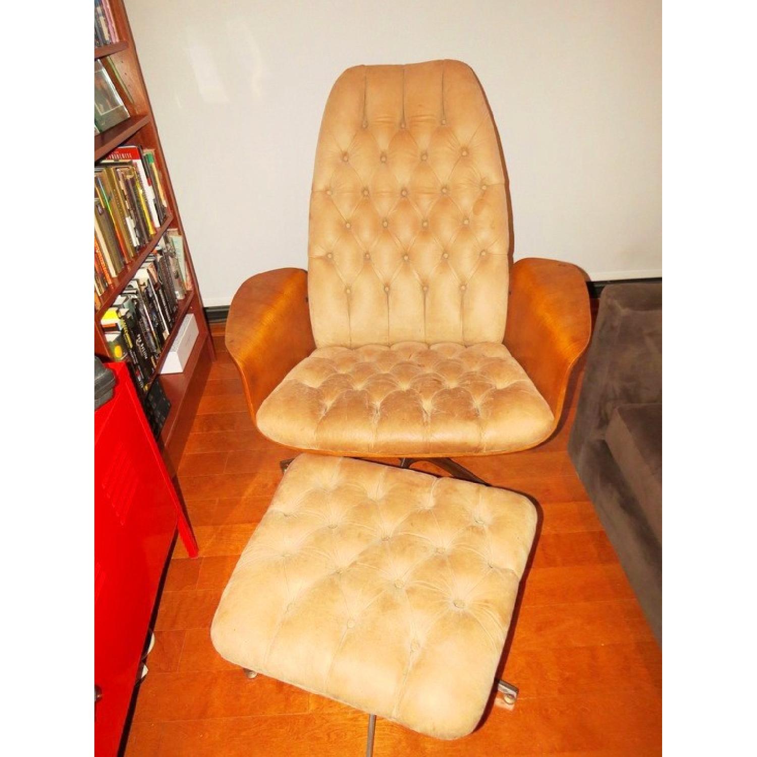 Vintage Mid Century Modern Recliner & Ottoman - image-1