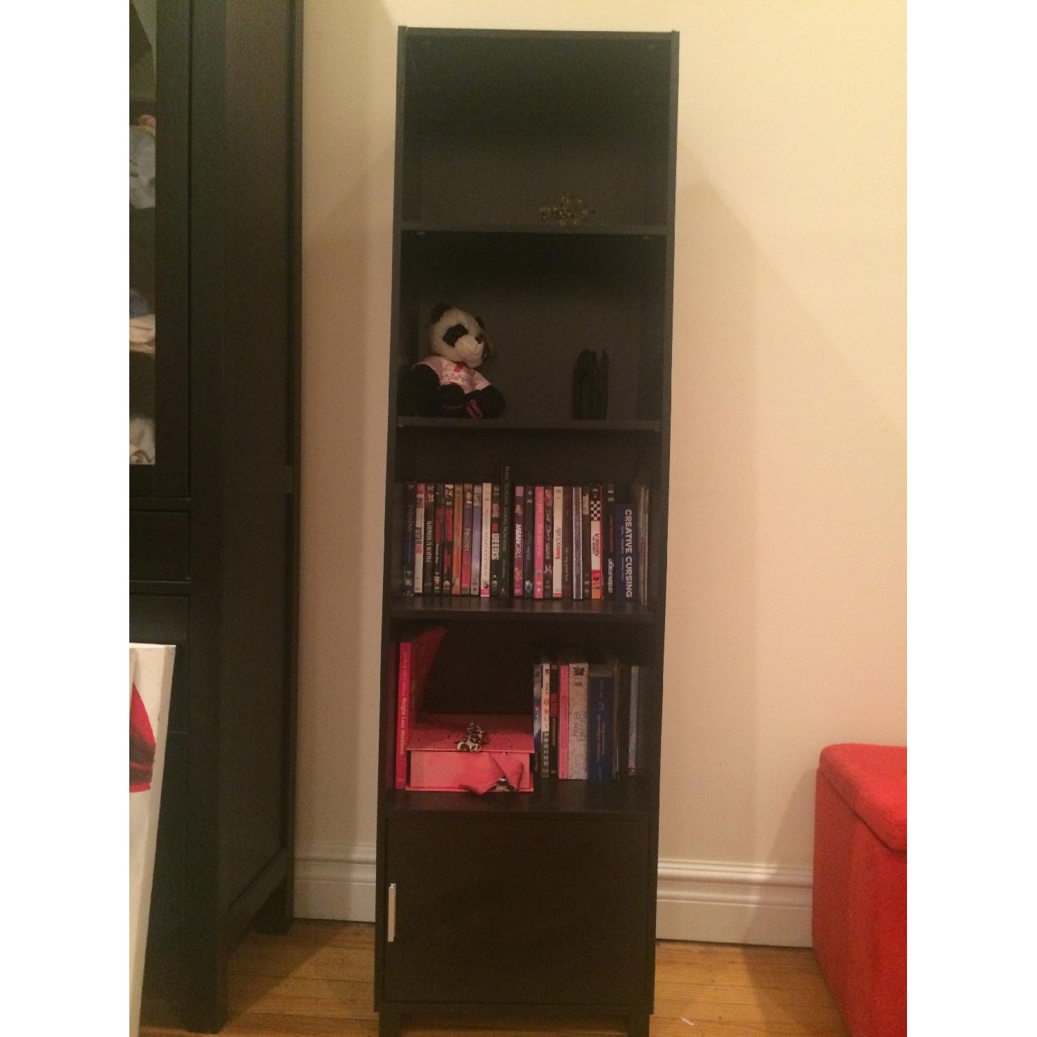 Rainbow 5-Shelf Black Bookcase w/ Door - image-1