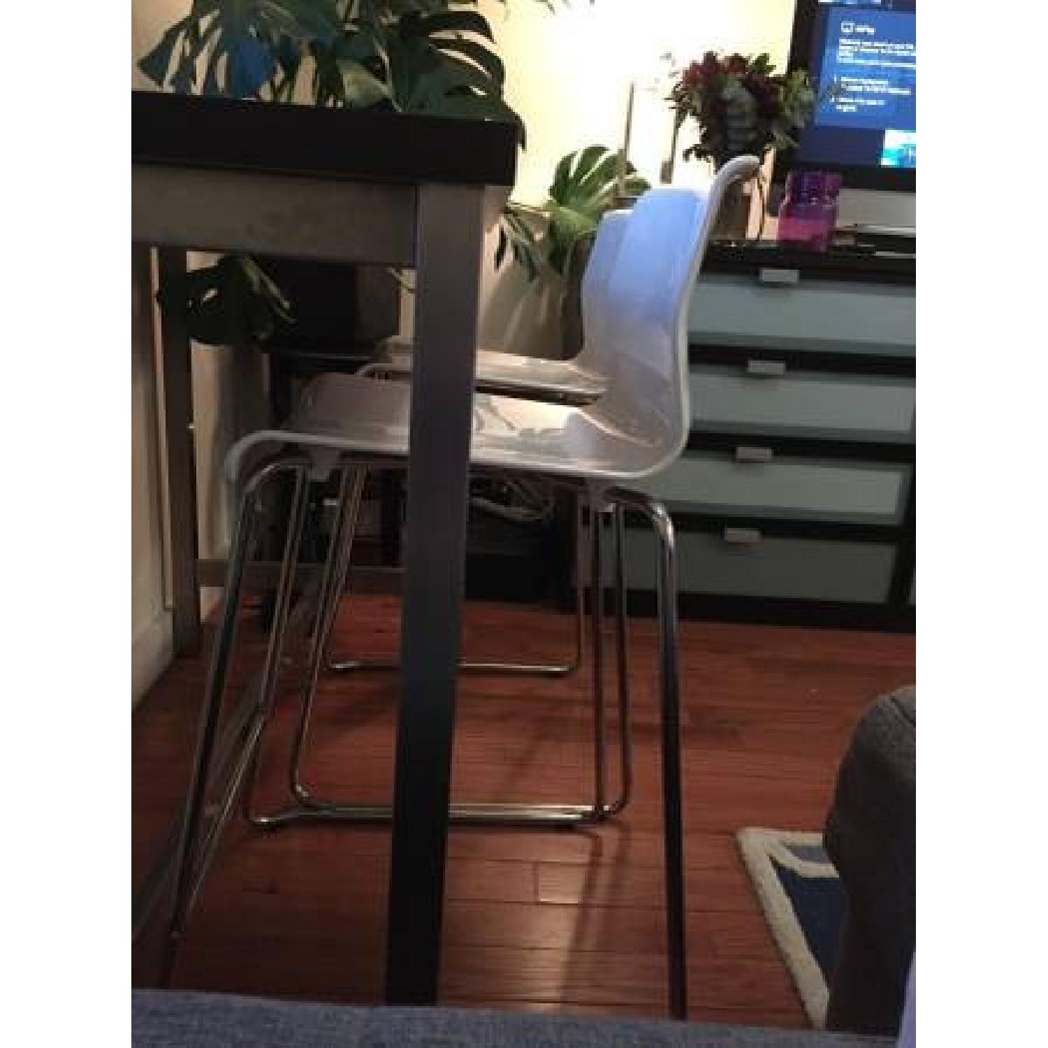 Ikea Industrial Dark Wood High Table w/ 2 Bar Stools - image-4