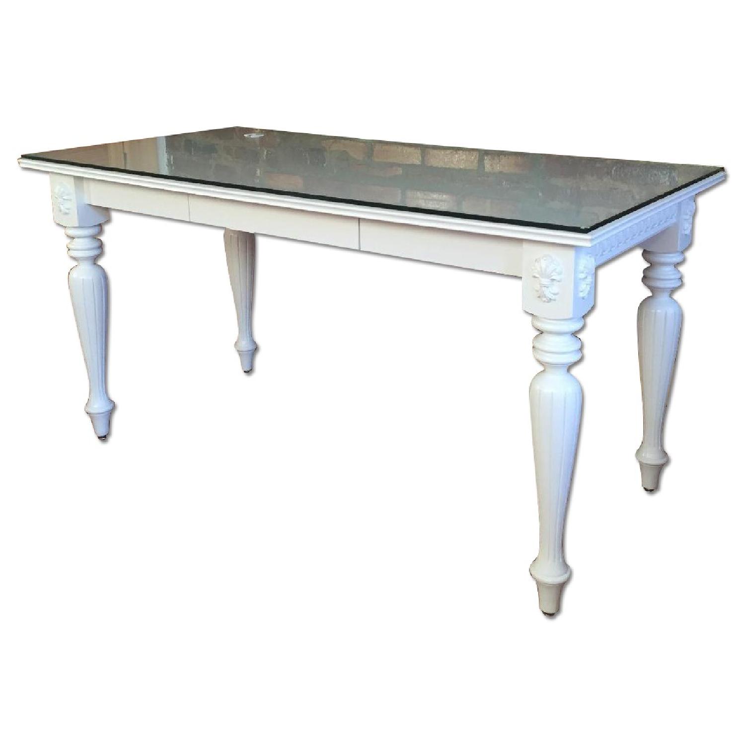 Custom Made Glass Top Desk/Dining Table - image-0
