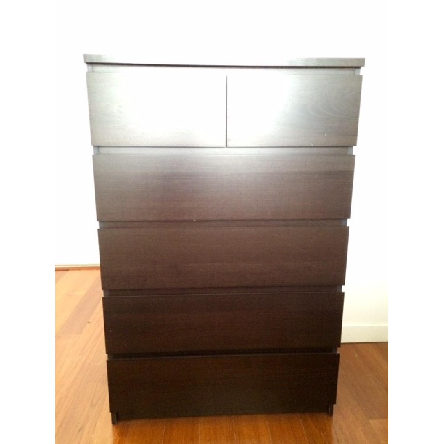 Ikea Malm Black/Brown 6 Drawer Dresser - image-1
