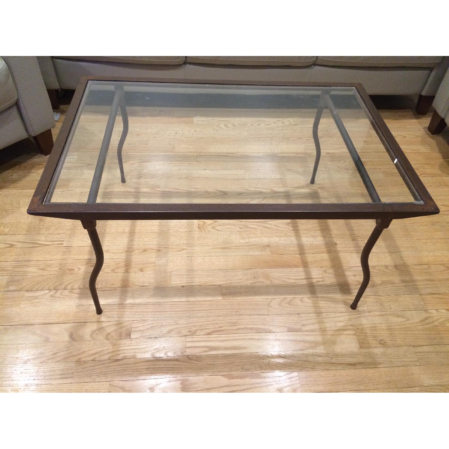 Ethan Allen Glass Top Coffee Table - image-1