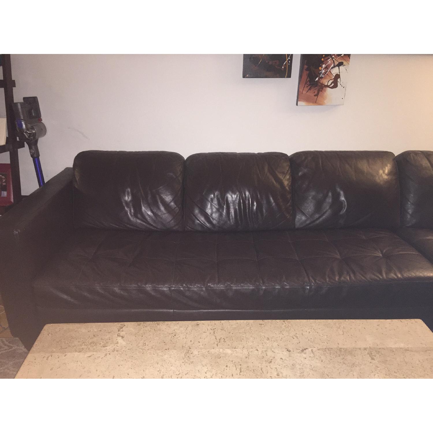 Macy's Milano Leather 2-Piece Chaise Sectional Sofa - image-2