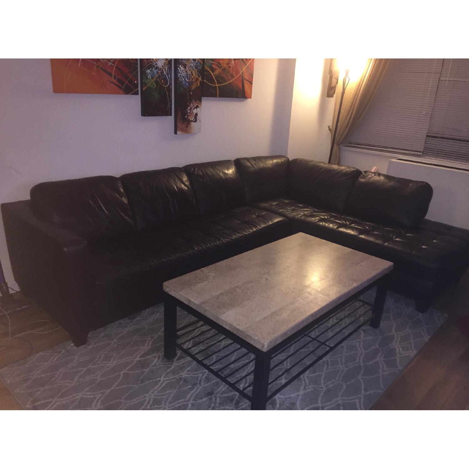 Macy's Milano Leather 2-Piece Chaise Sectional Sofa - image-3