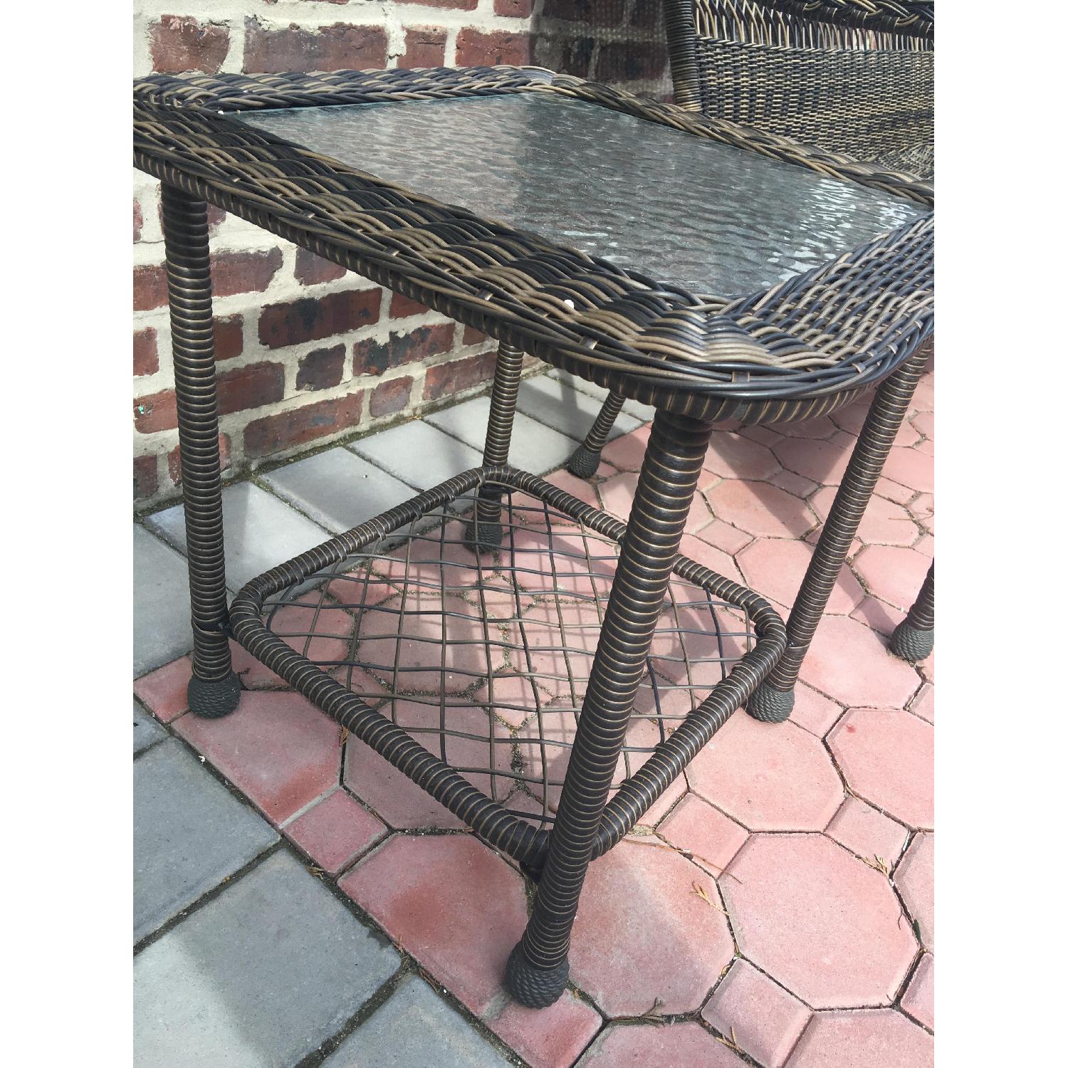 Lowes Wicker Outdoor Bench/Loveseat + End Table - image-5