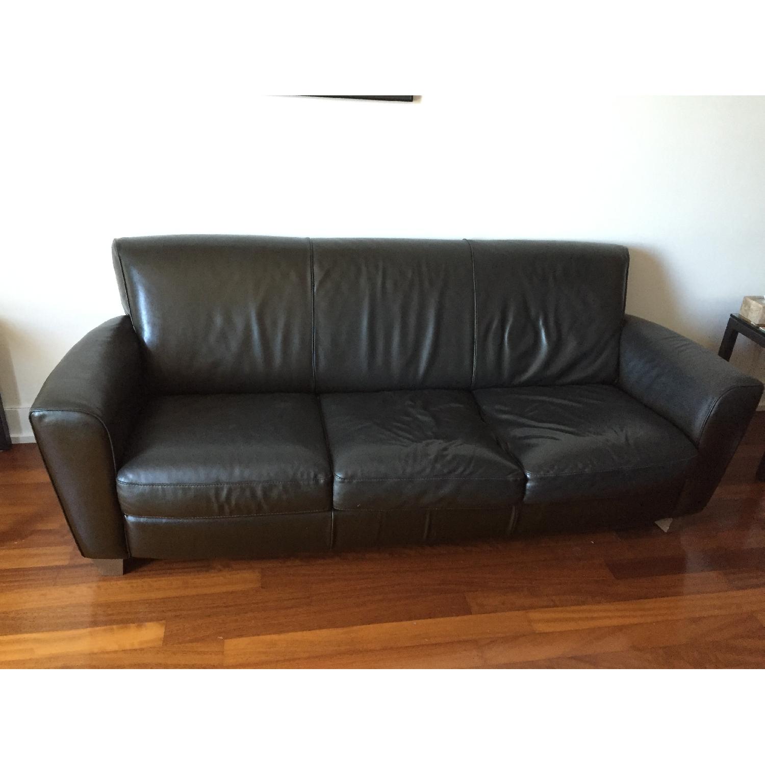 Natuzzi Black Leather Couch - image-1