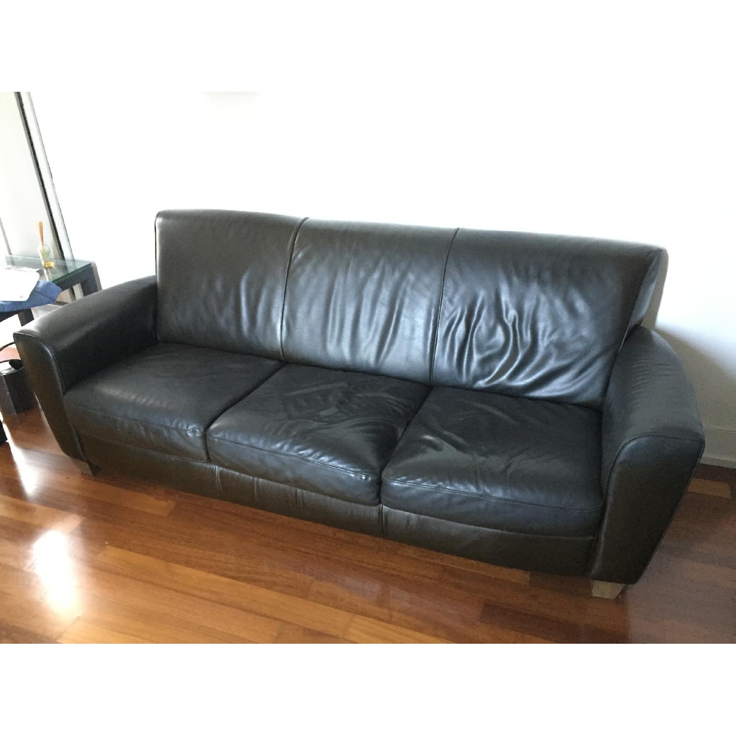 Natuzzi Black Leather Couch - image-2