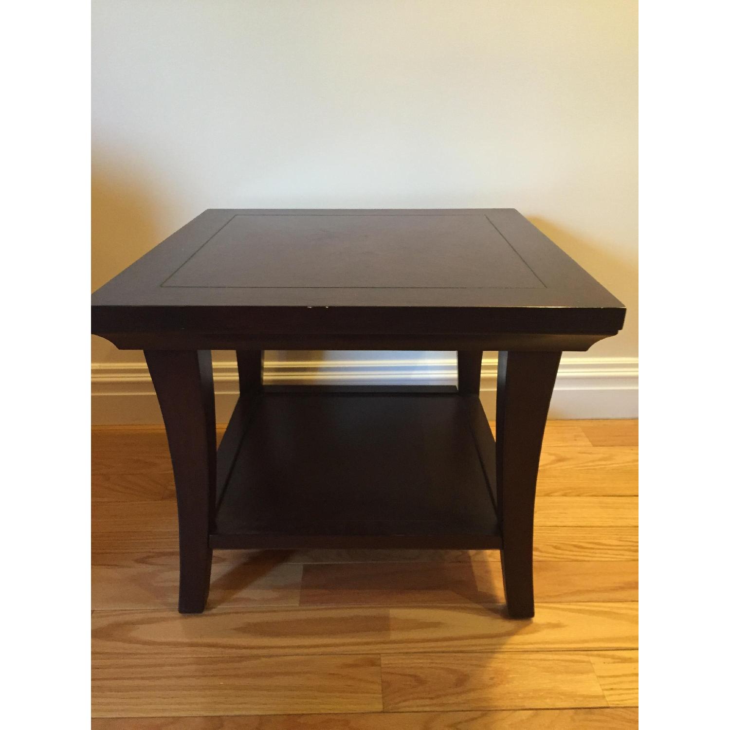 Crate & Barrel Espresso End Tables AptDeco