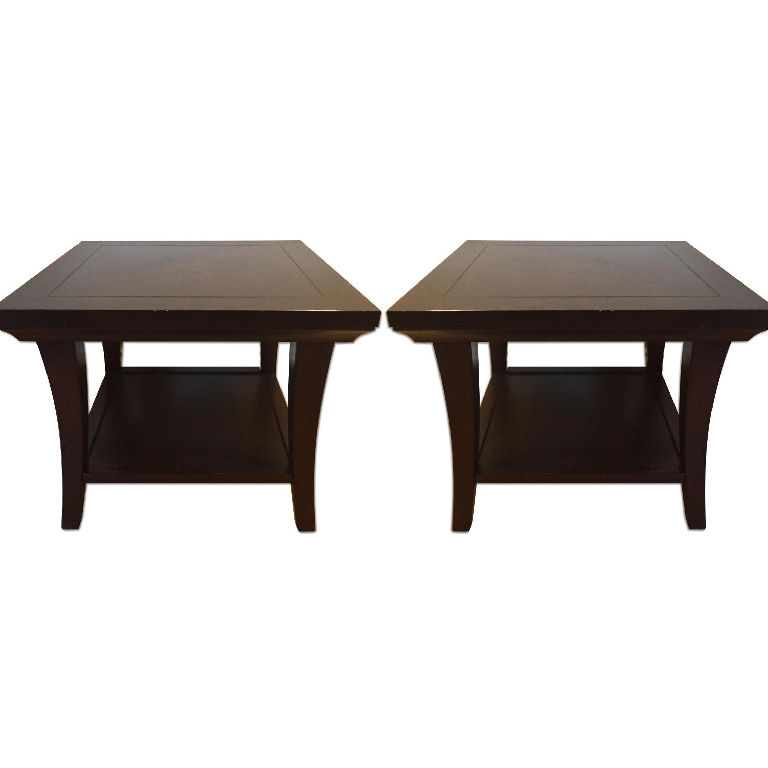 Crate & Barrel Espresso End Tables AptDeco