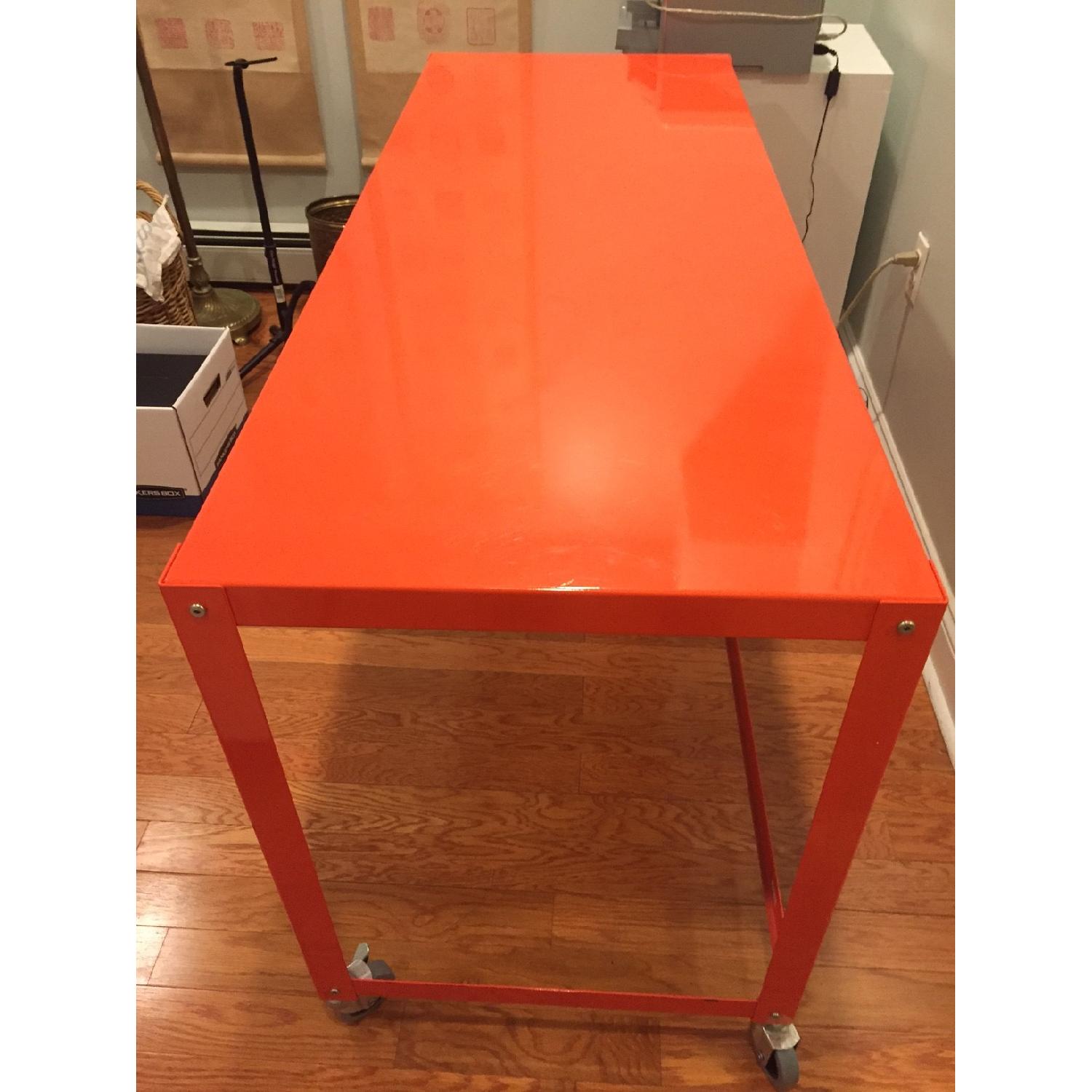 CB2 Go-Cart Bright Orange Rolling Console Table - image-3
