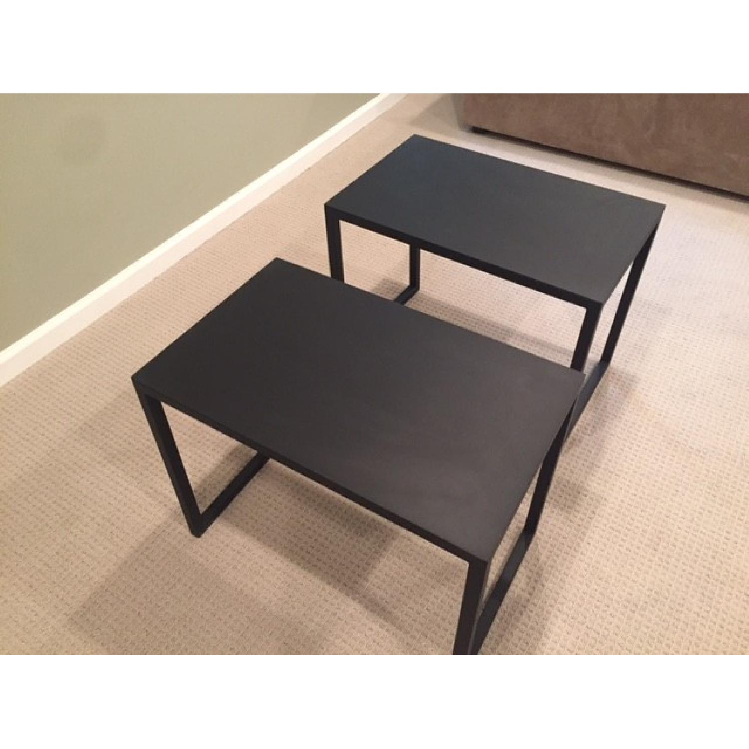 Crate & Barrel Black Steel Side Tables - Pair - image-1