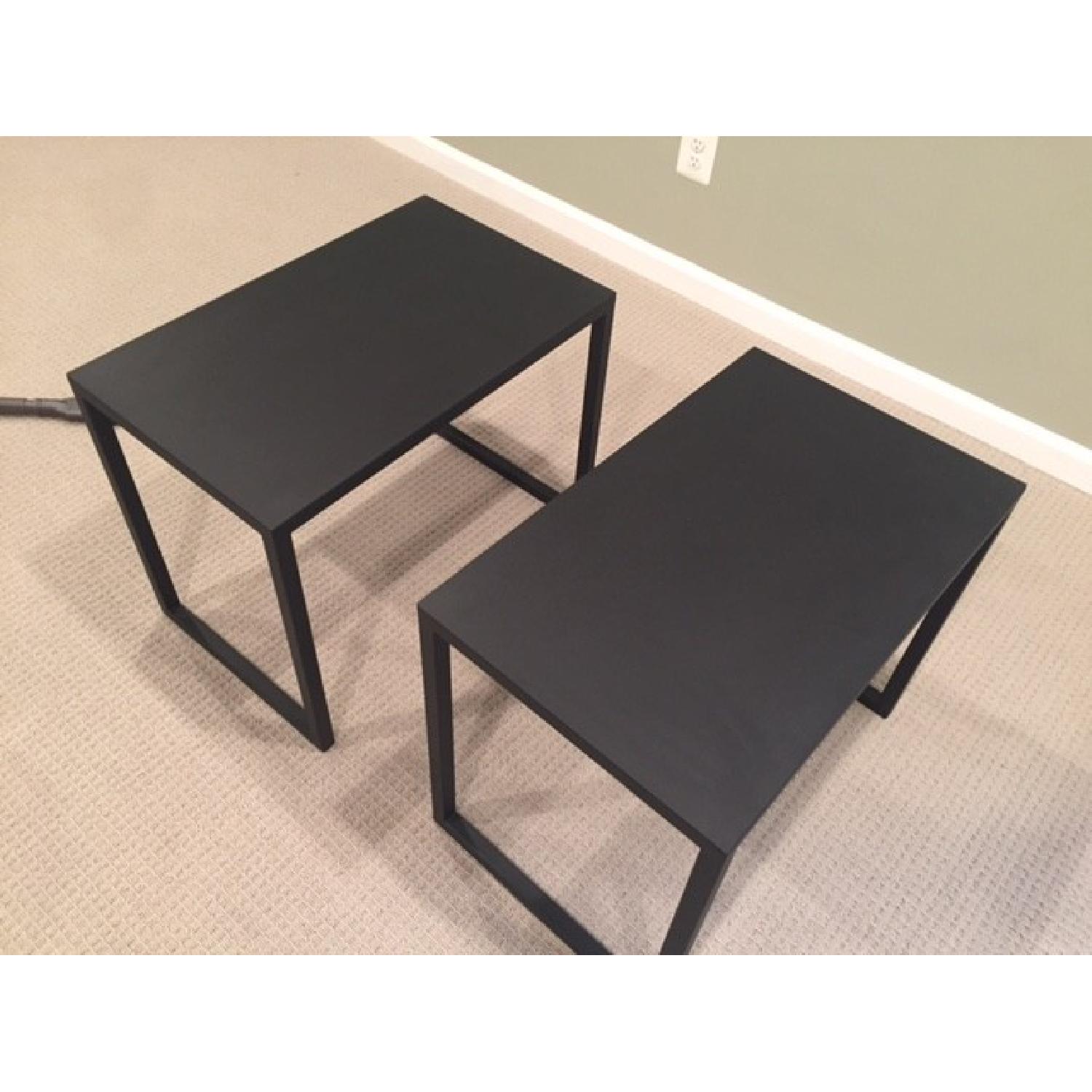 Crate & Barrel Black Steel Side Tables - Pair - image-2