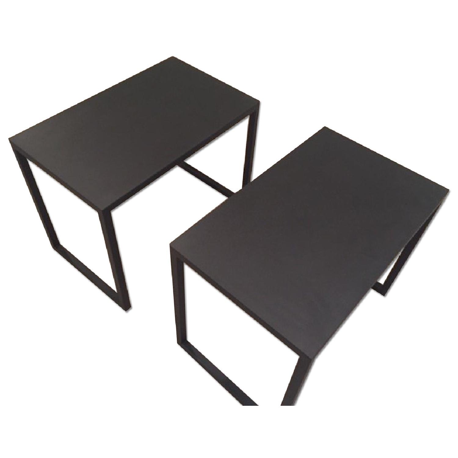 Crate & Barrel Black Steel Side Tables - Pair - image-0