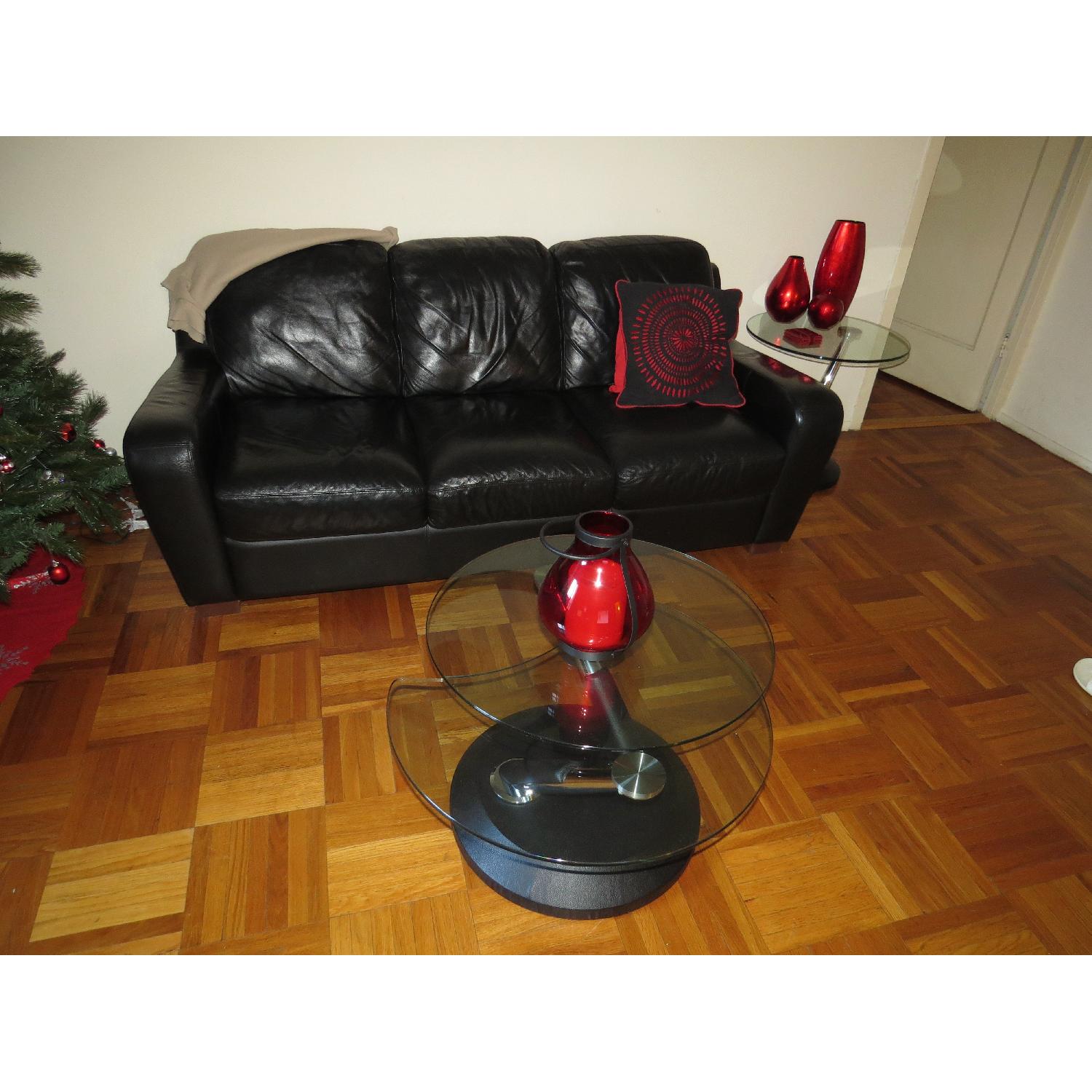 Raymour & Flanigan Glass & Metal Cocktail Table + End Table AptDeco