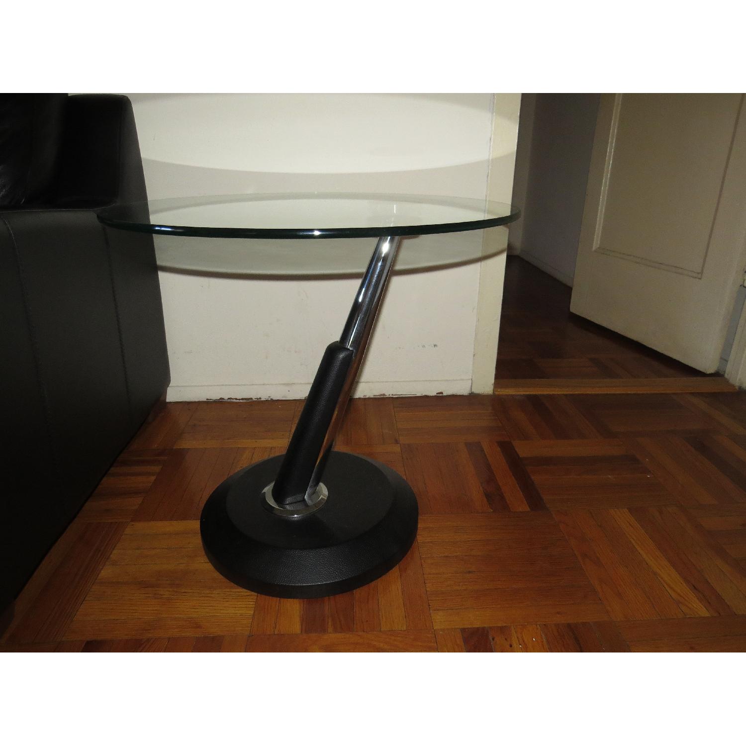 Raymour & Flanigan Glass & Metal Cocktail Table + End Table AptDeco