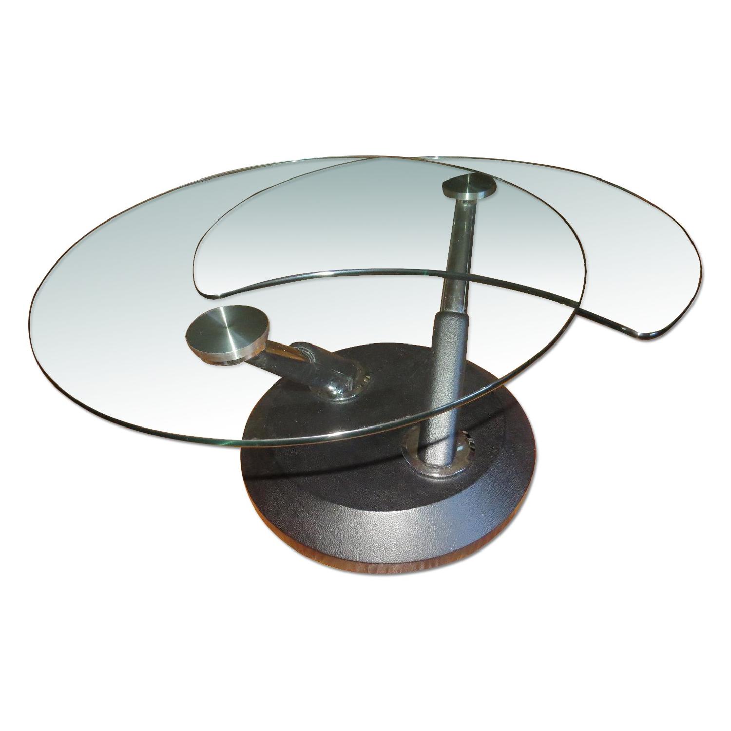 Raymour & Flanigan Glass & Metal Cocktail Table + End Table AptDeco