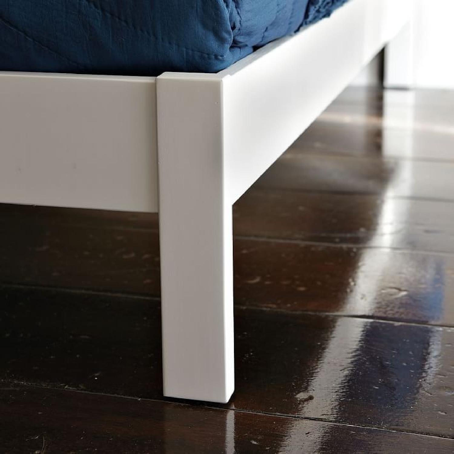 West Elm Queen Bed Frame w/ Ivory Leather Grid Tufted Headboard - image-2