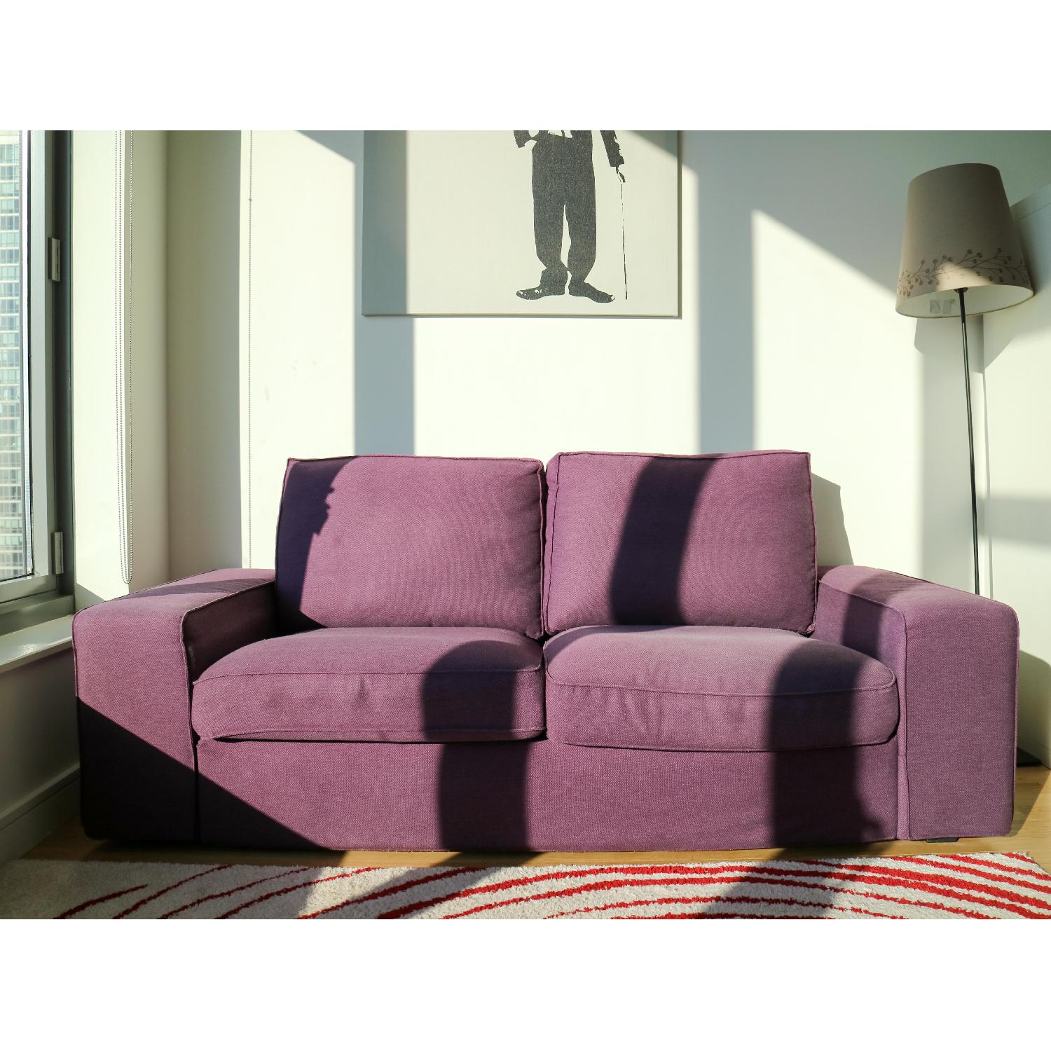 Ikea Kivik Red-Lilac Loveseat w/ Removable Cover - image-1