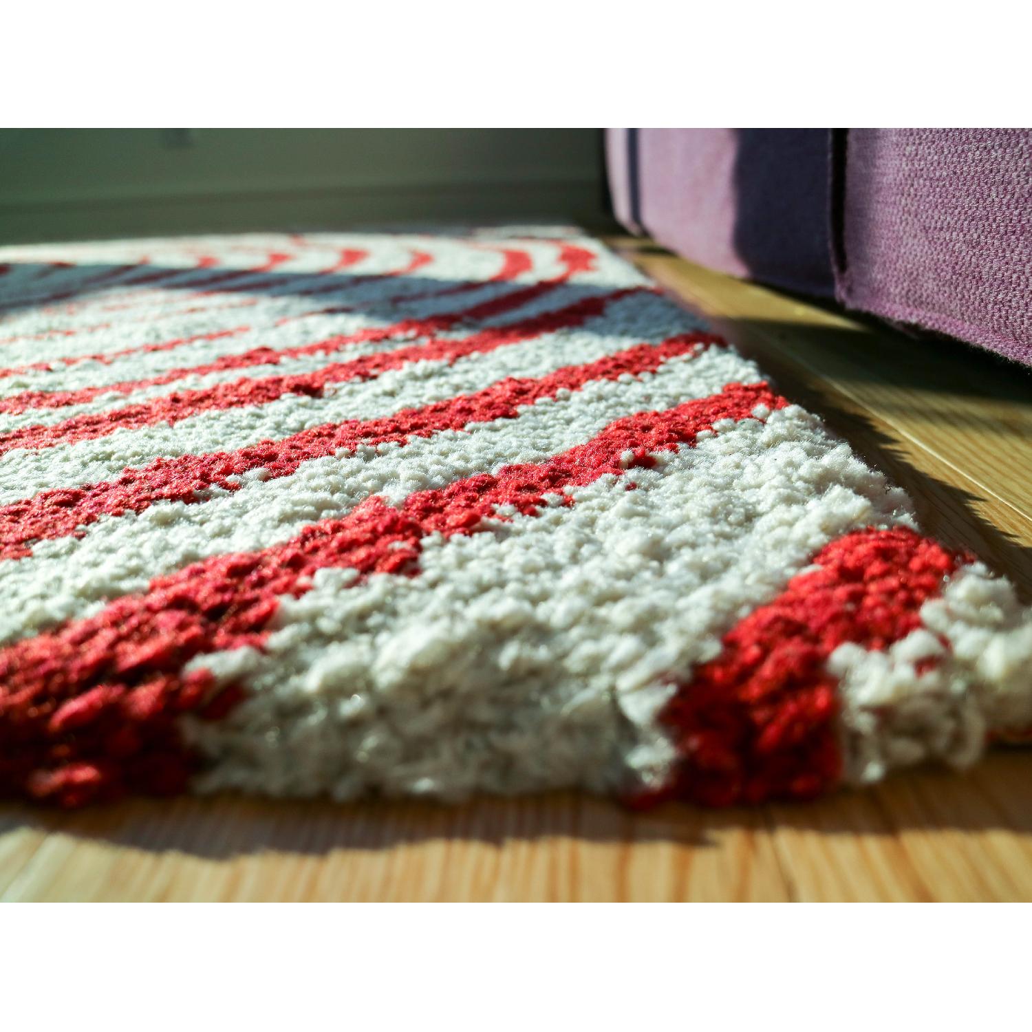 Ikea High Pile Off-White & Red Pattern Rug - image-2