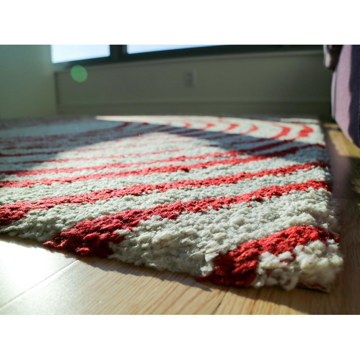 Ikea High Pile Off-White & Red Pattern Rug - image-3