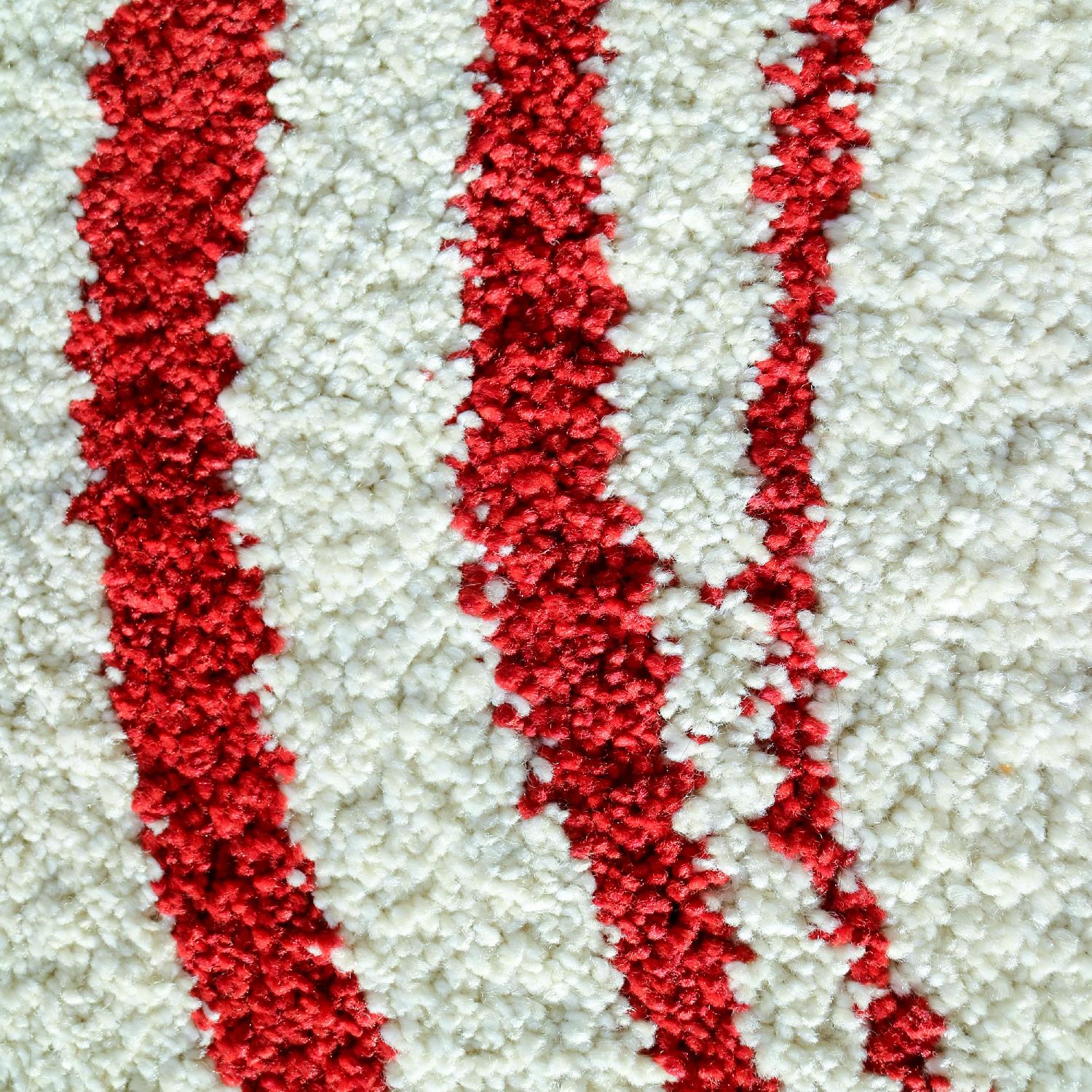 Ikea High Pile Off-White & Red Pattern Rug - image-5