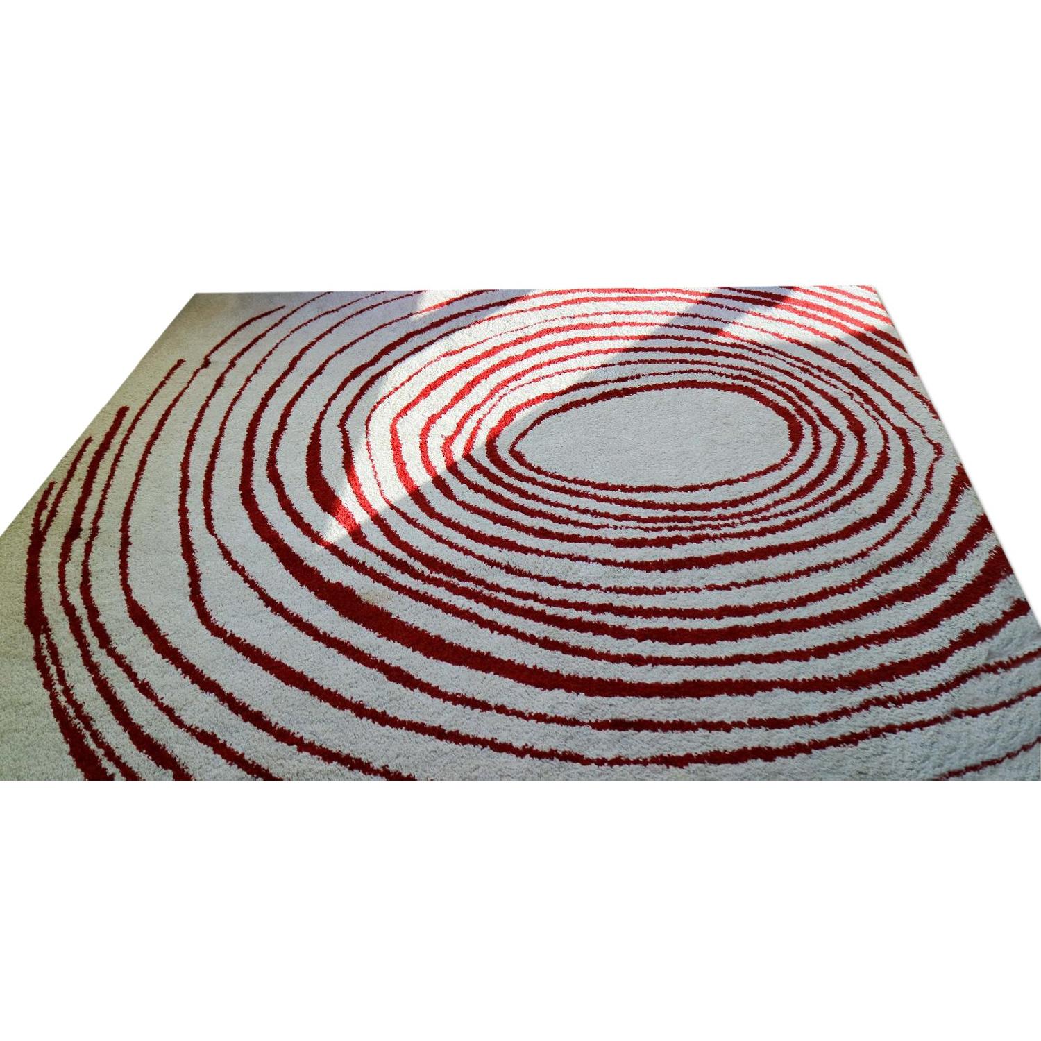 Ikea High Pile Off-White & Red Pattern Rug - image-0