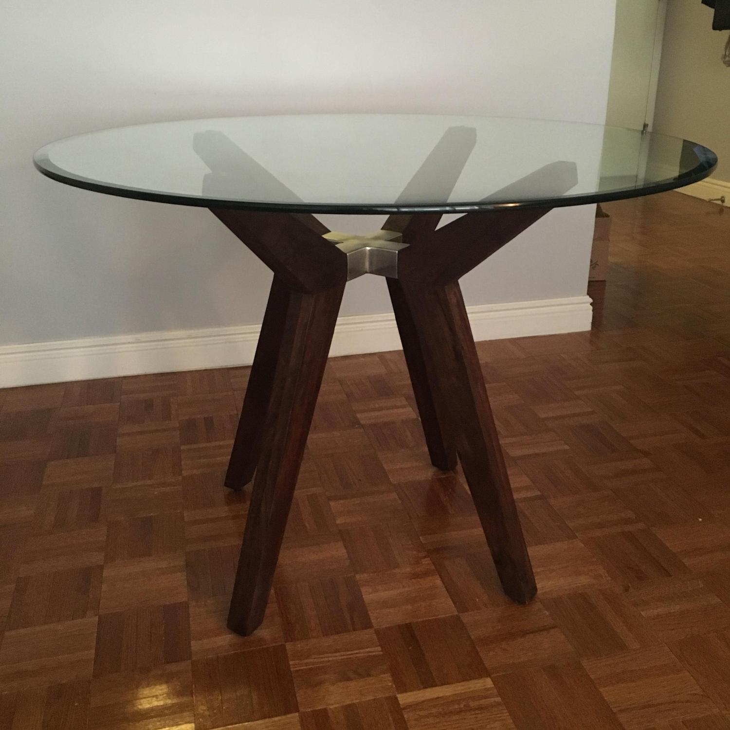 Crate & Barrel Strut Glass Dining Table - image-3