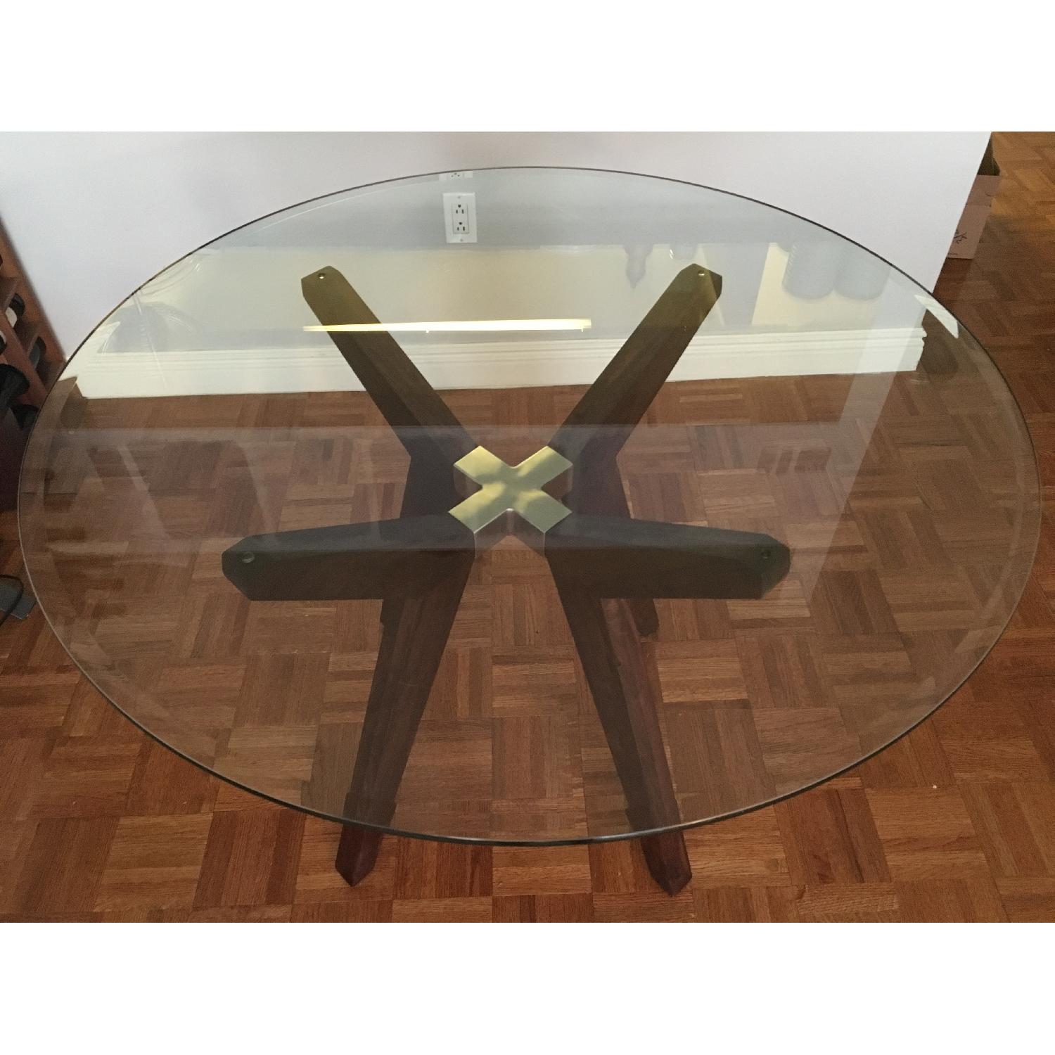 Crate & Barrel Strut Glass Dining Table AptDeco
