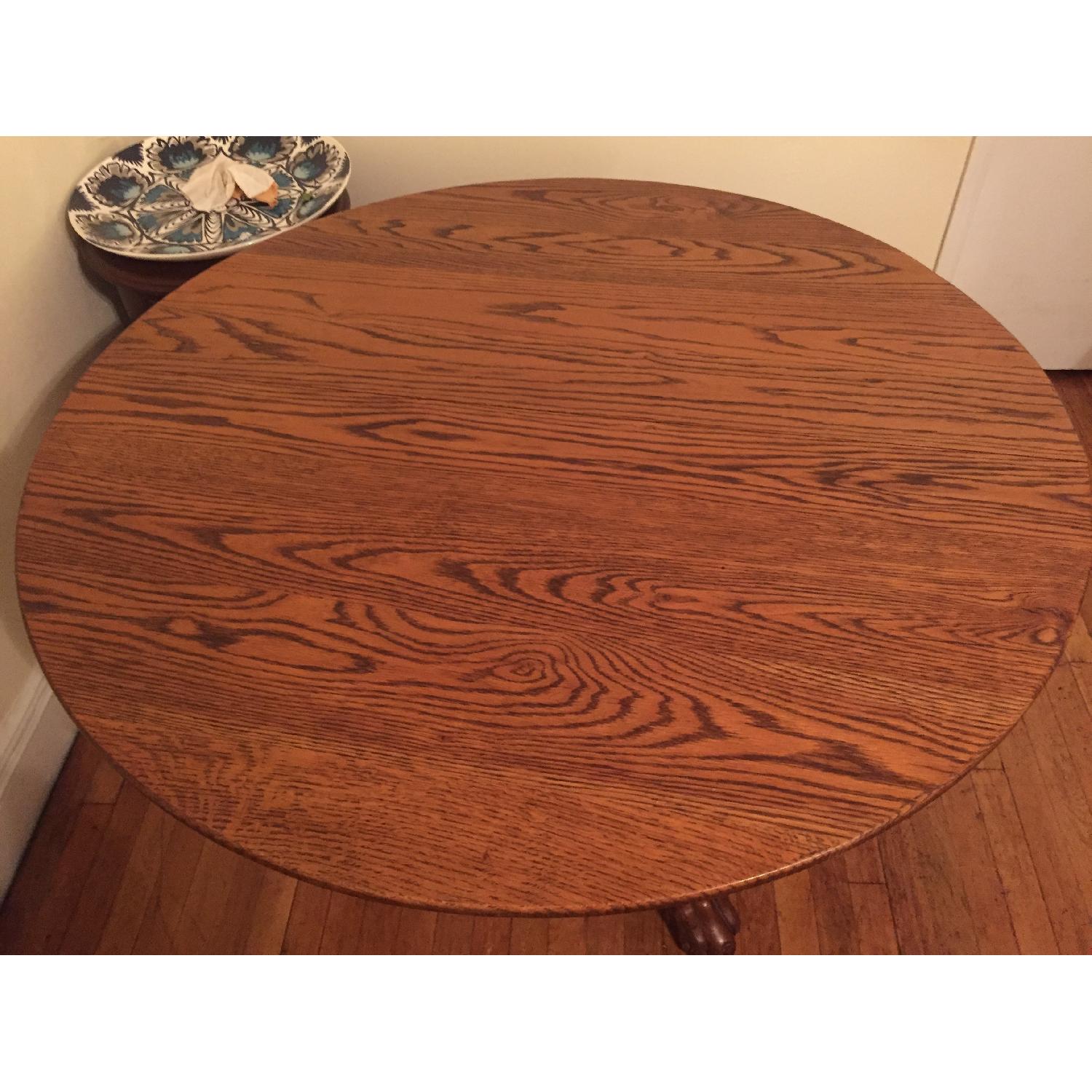Vintage Oak Claw Foot Dining Table w/ 4 Pressed Back Cane Chairs - image-3